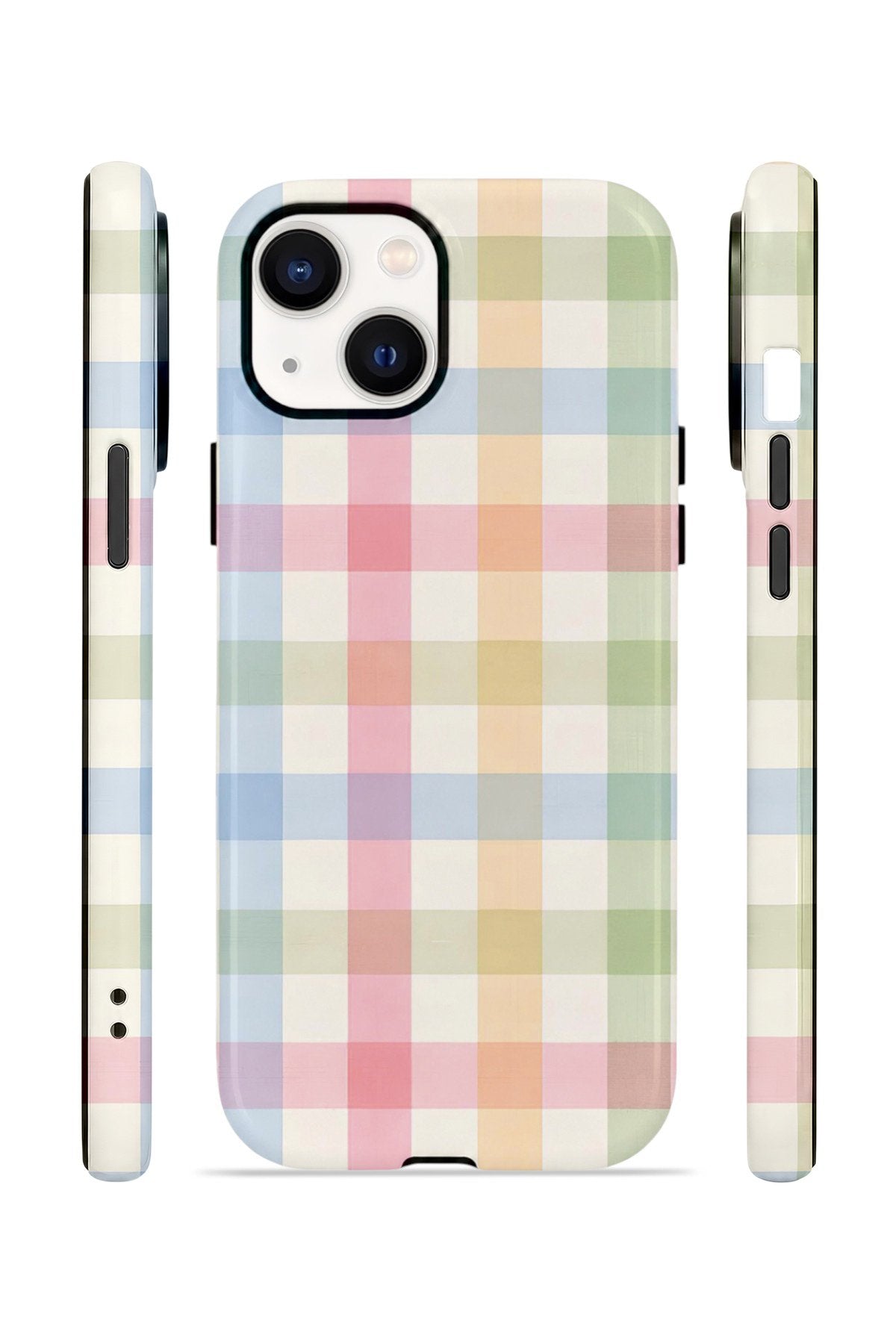 iPhone 14 Vorian Çift Katmanlı Kılıf Pastel Gingham