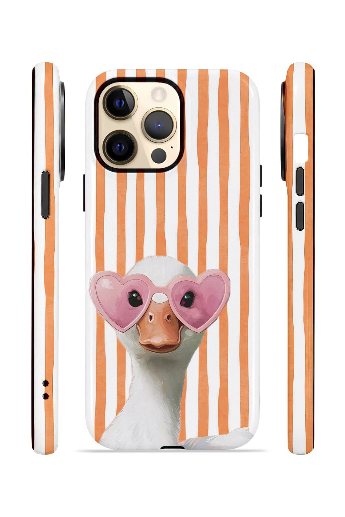 iPhone 12 Pro Max Vorian Çift Katmanlı Kılıf Heart Glasses Goose