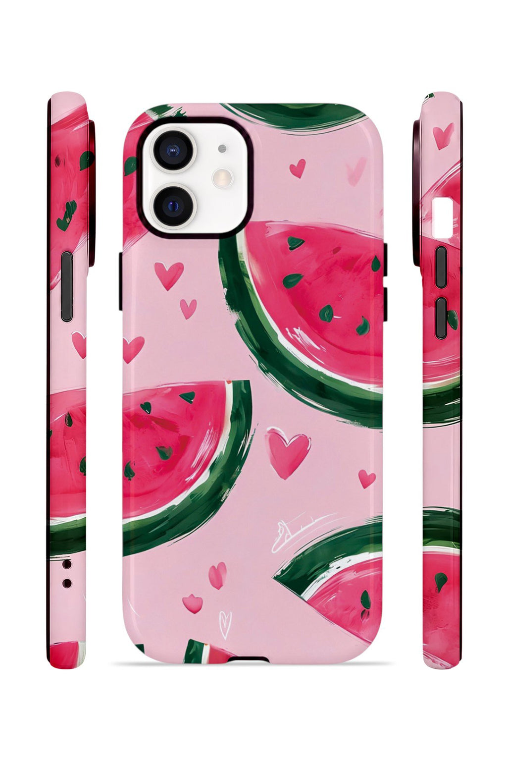 iPhone 12 Vorian Çift Katmanlı MagSafe Kılıf Watermelon Hearts