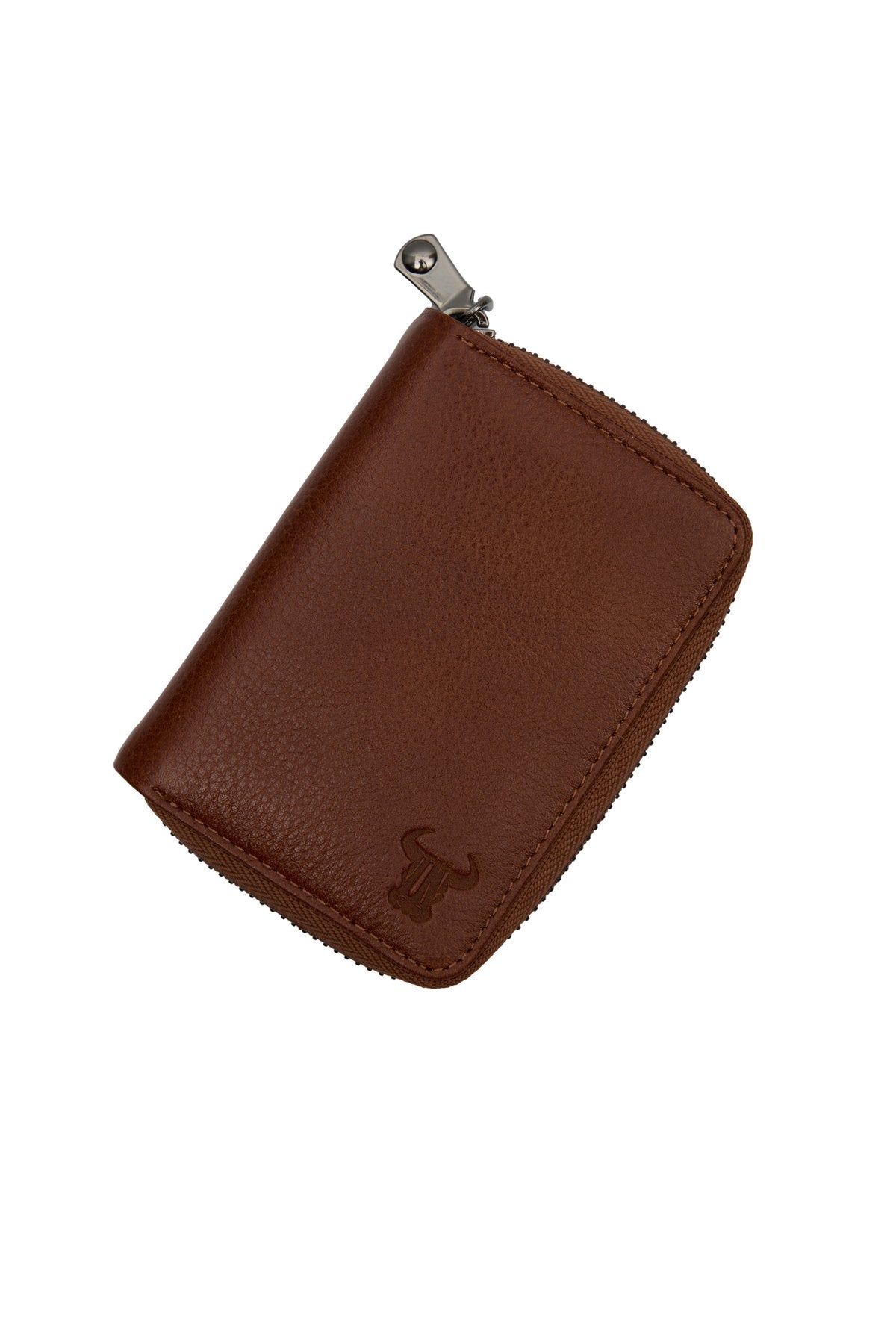 Hakiki Deri Fermuarlı Kahverengi Unisex Cüzdan Kartlık