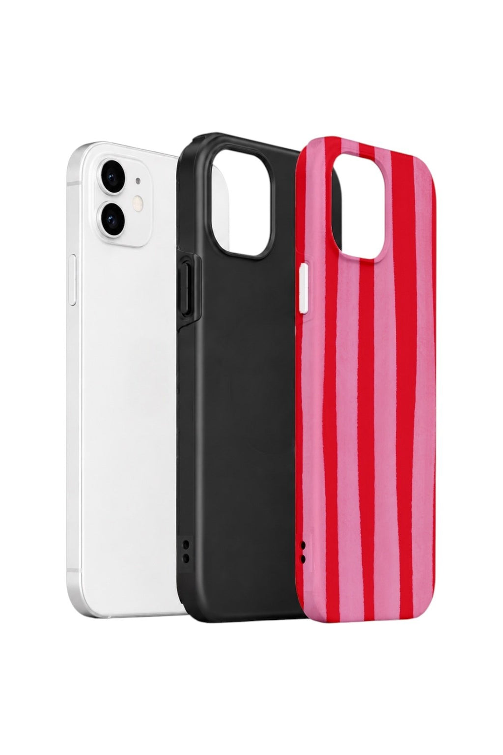 iPhone 12 Vorian Çift Katmanlı Kılıf Raspberry Bold Stripe