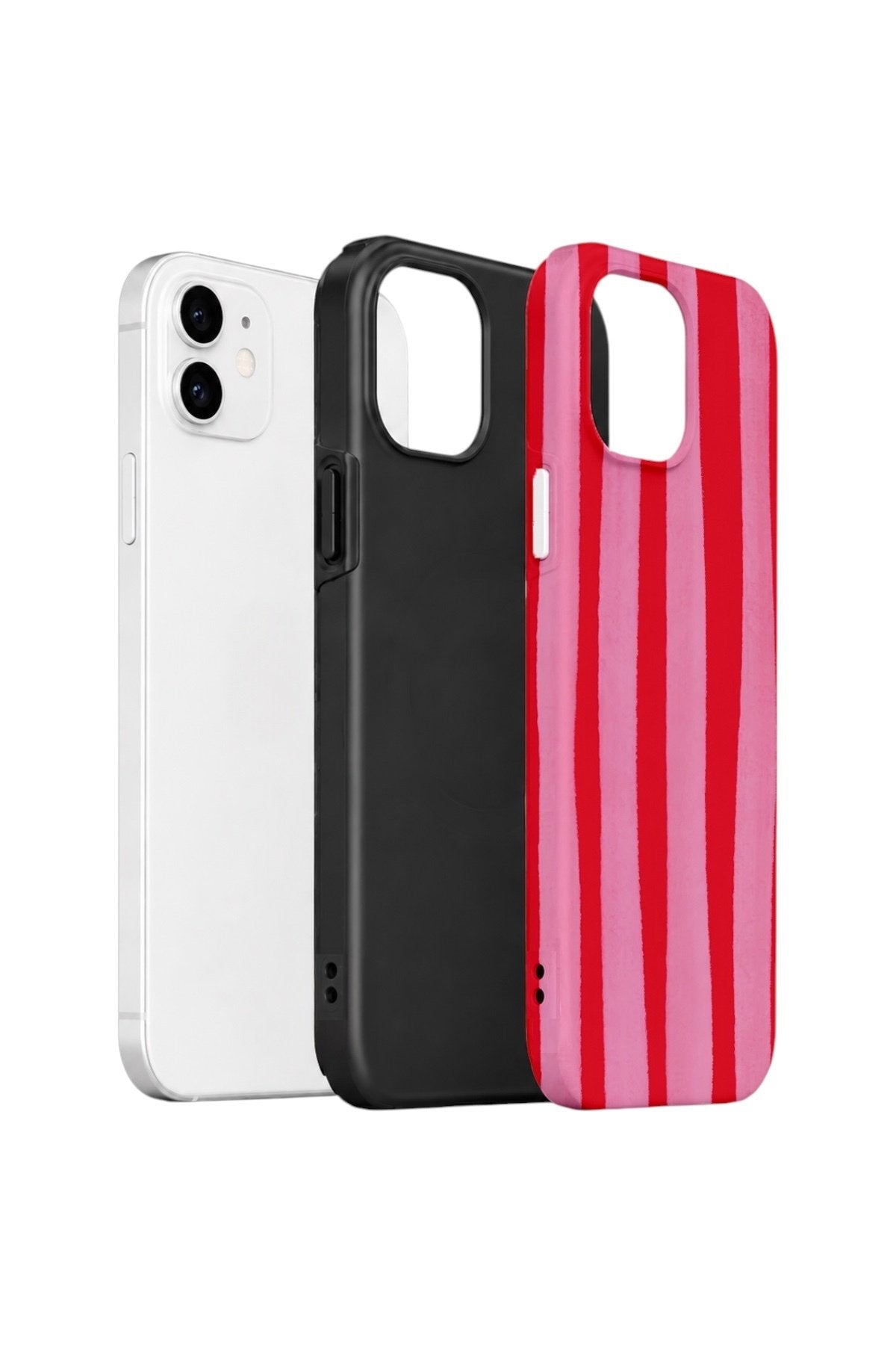 iPhone 12 Vorian Çift Katmanlı Kılıf Raspberry Bold Stripe