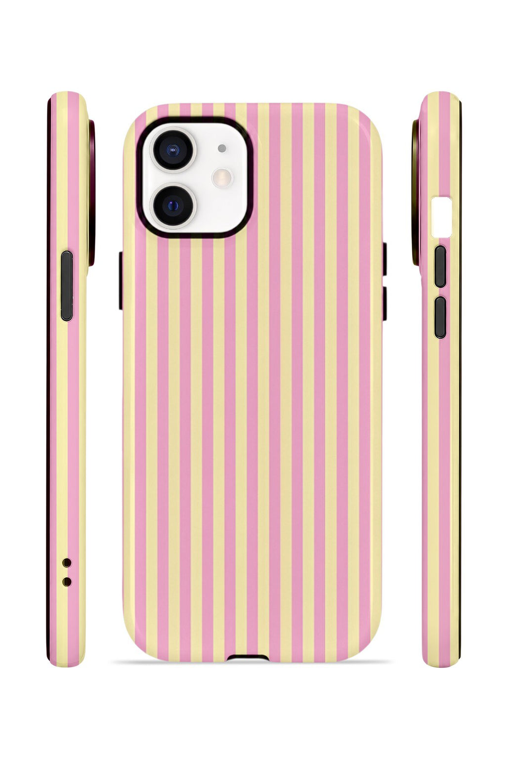 iPhone 11 Vorian Çift Katmanlı MagSafe Kılıf Lemon Candy Pinstripe