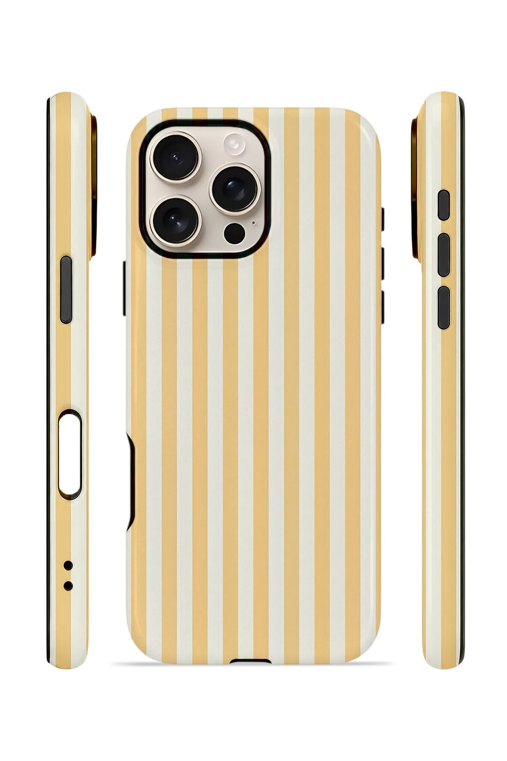iPhone 16 Pro Max Vorian Çift Katmanlı MagSafe Kılıf Vanilla Pinstripe