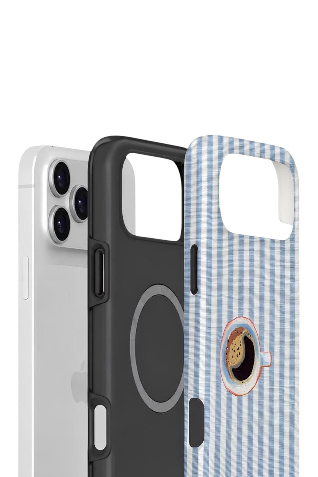 iPhone 17 Pro Vorian Çift Katmanlı MagSafe Kılıf Morning Coffee Stripe