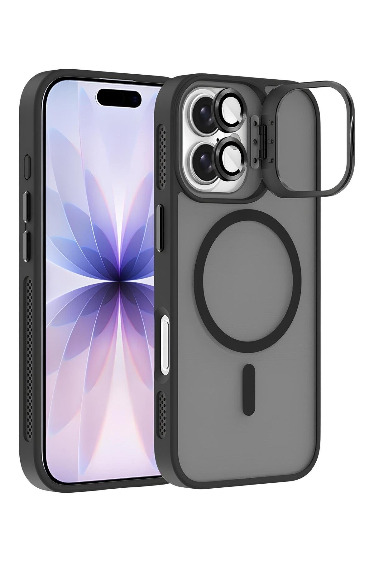 iPhone 17 6.3'' Cyrenn MagSafe Kılıf + Lens Koruyucu Mat Siyah