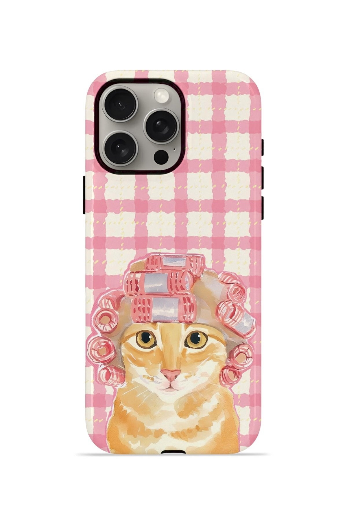 iPhone 15 Pro Vorian Çift Katmanlı Kılıf Pink Picnic Cat