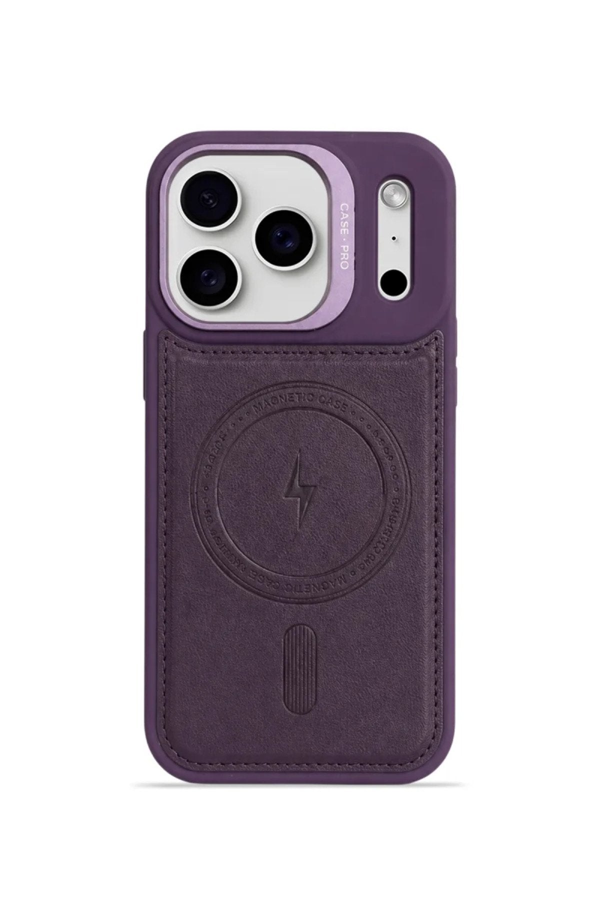 iPhone 17 Pro GripStand MagSafe Deri Kılıf Mor