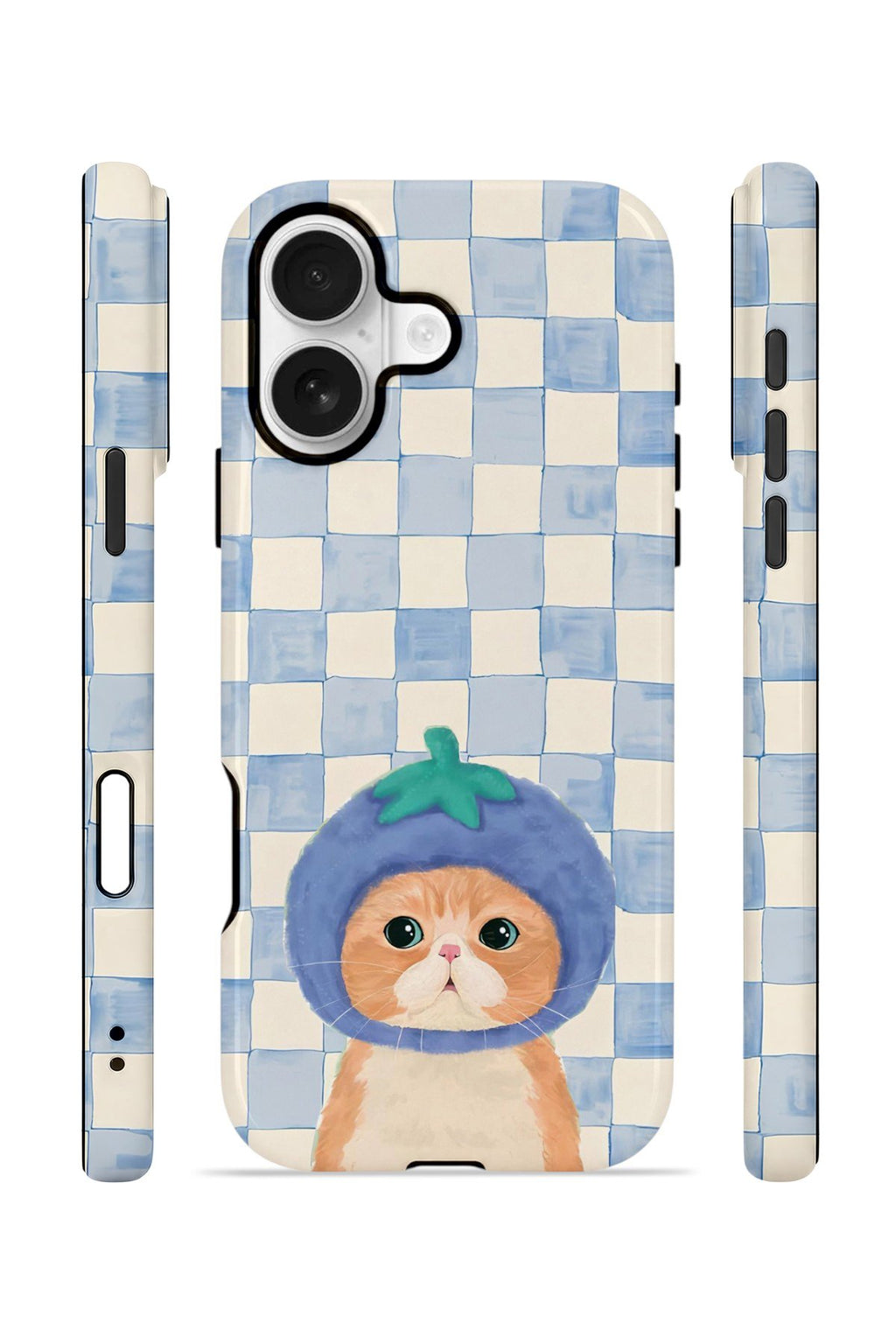 iPhone 16 Plus Vorian Çift Katmanlı Kılıf Blueberry Cat Check