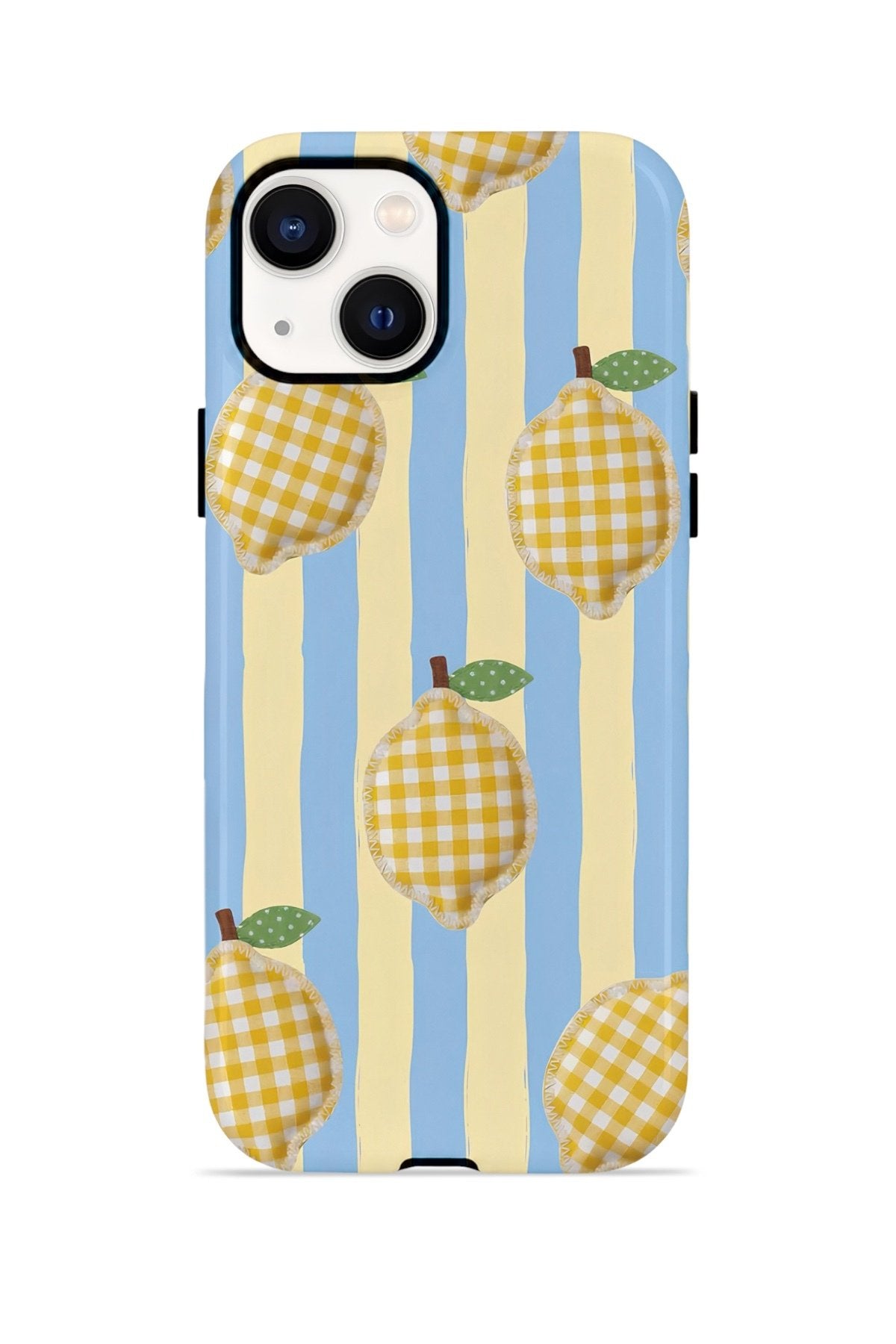 iPhone 15 Plus Vorian Çift Katmanlı MagSafe Kılıf Gingham Lemon Grove