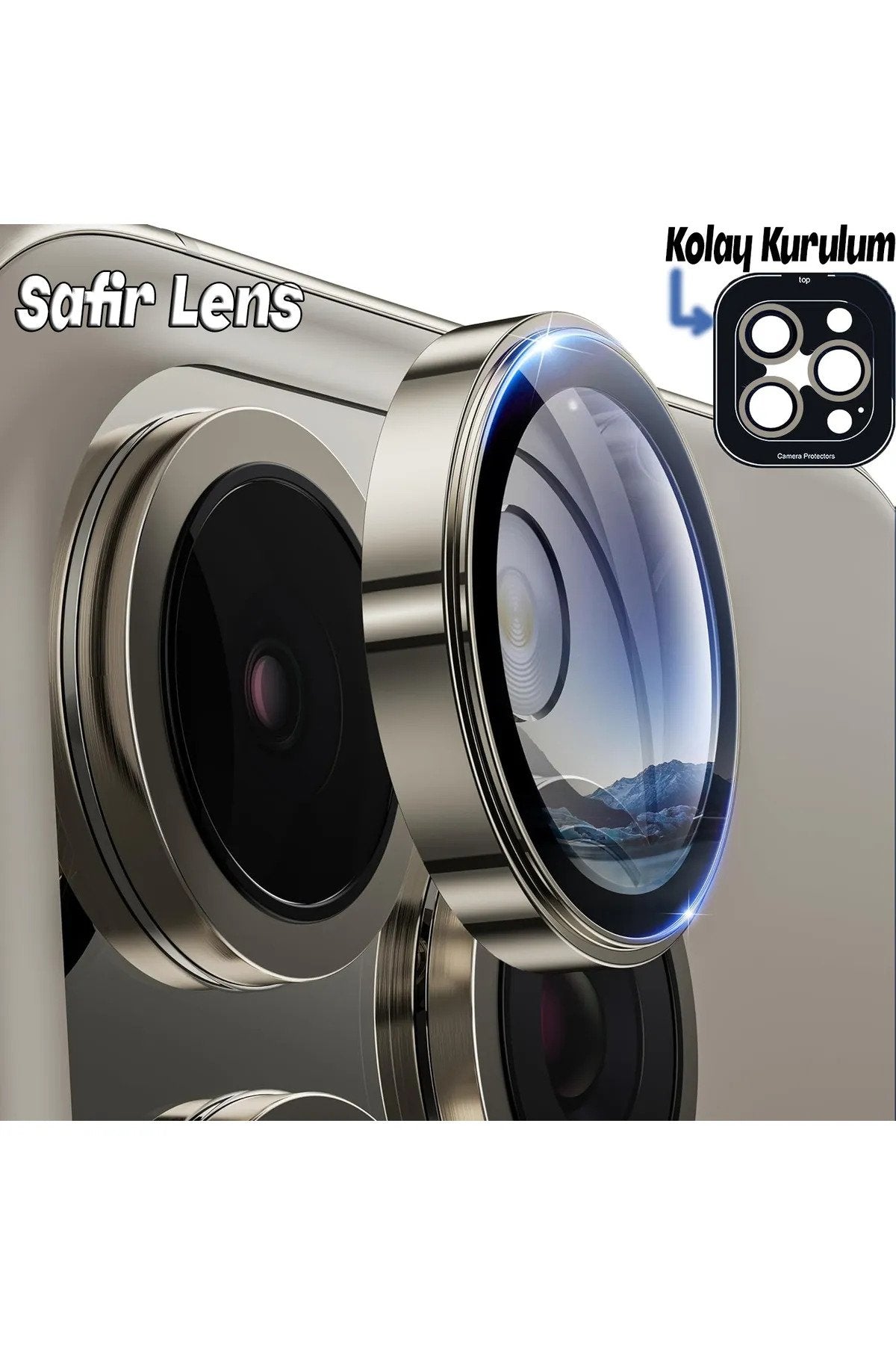 iPhone 15 Pro Max Sapphire Lens Koruyucu Titanyum
