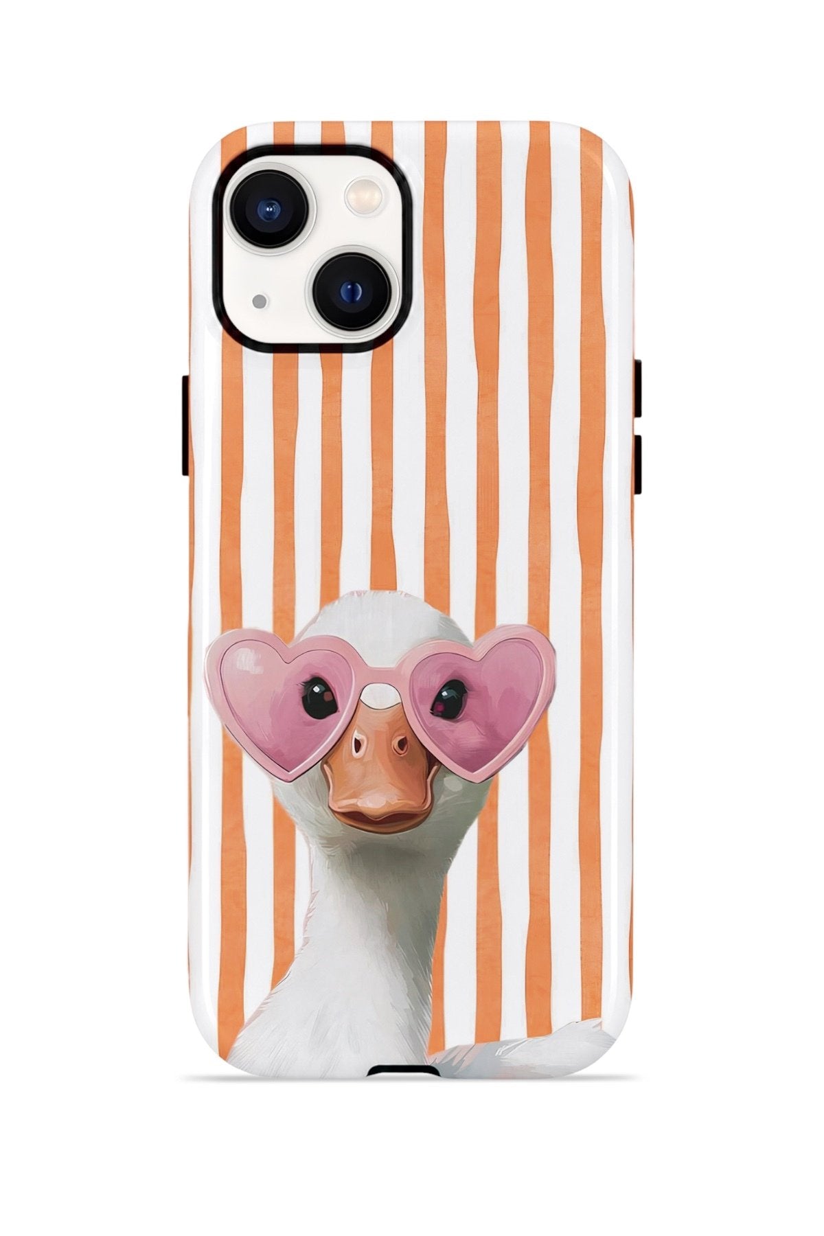 iPhone 15 Plus Vorian Çift Katmanlı Kılıf Heart Glasses Goose
