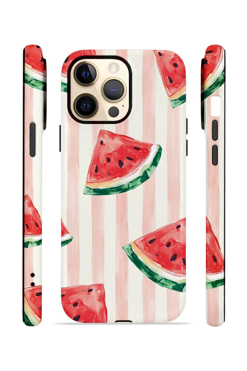 iPhone 14 Pro Max Vorian Çift Katmanlı Kılıf Watermelon Blush Stripe