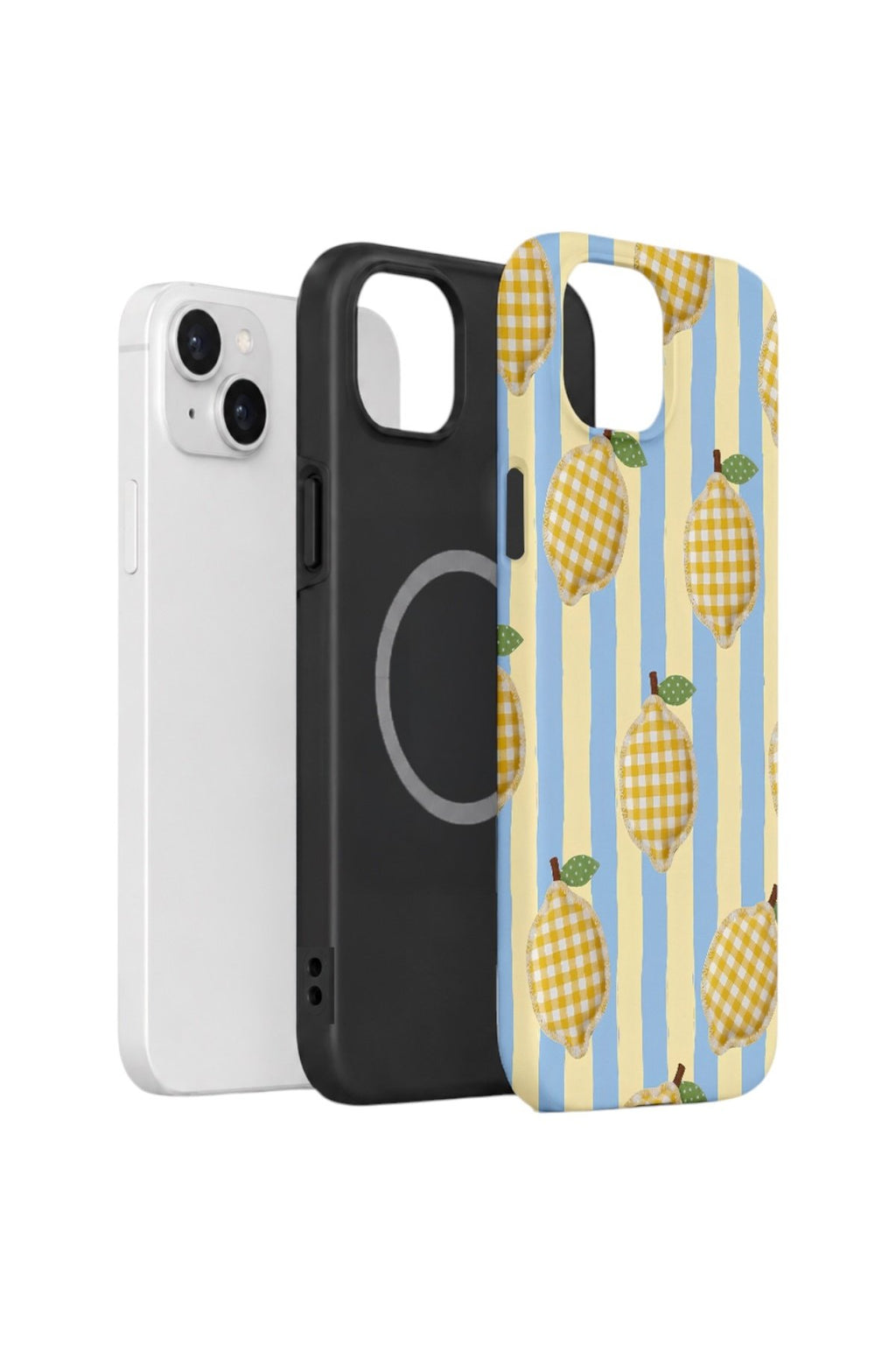 iPhone 15 Plus Vorian Çift Katmanlı MagSafe Kılıf Gingham Lemon Grove