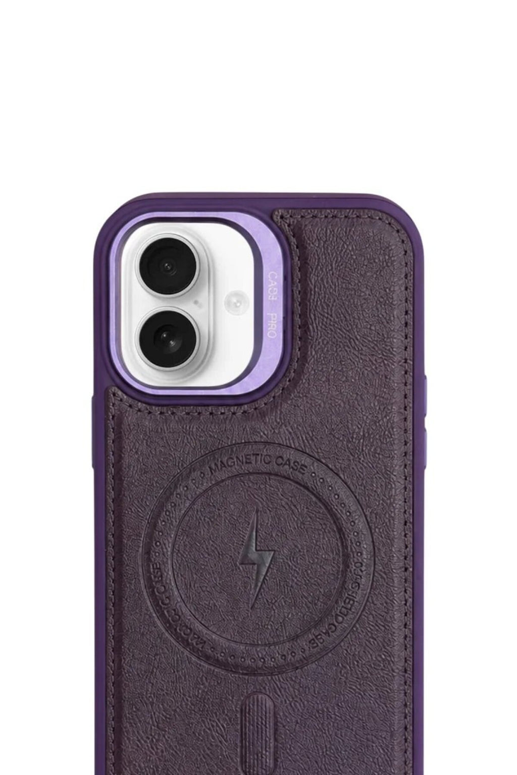 iPhone 16 GripStand MagSafe Deri Kılıf Mor