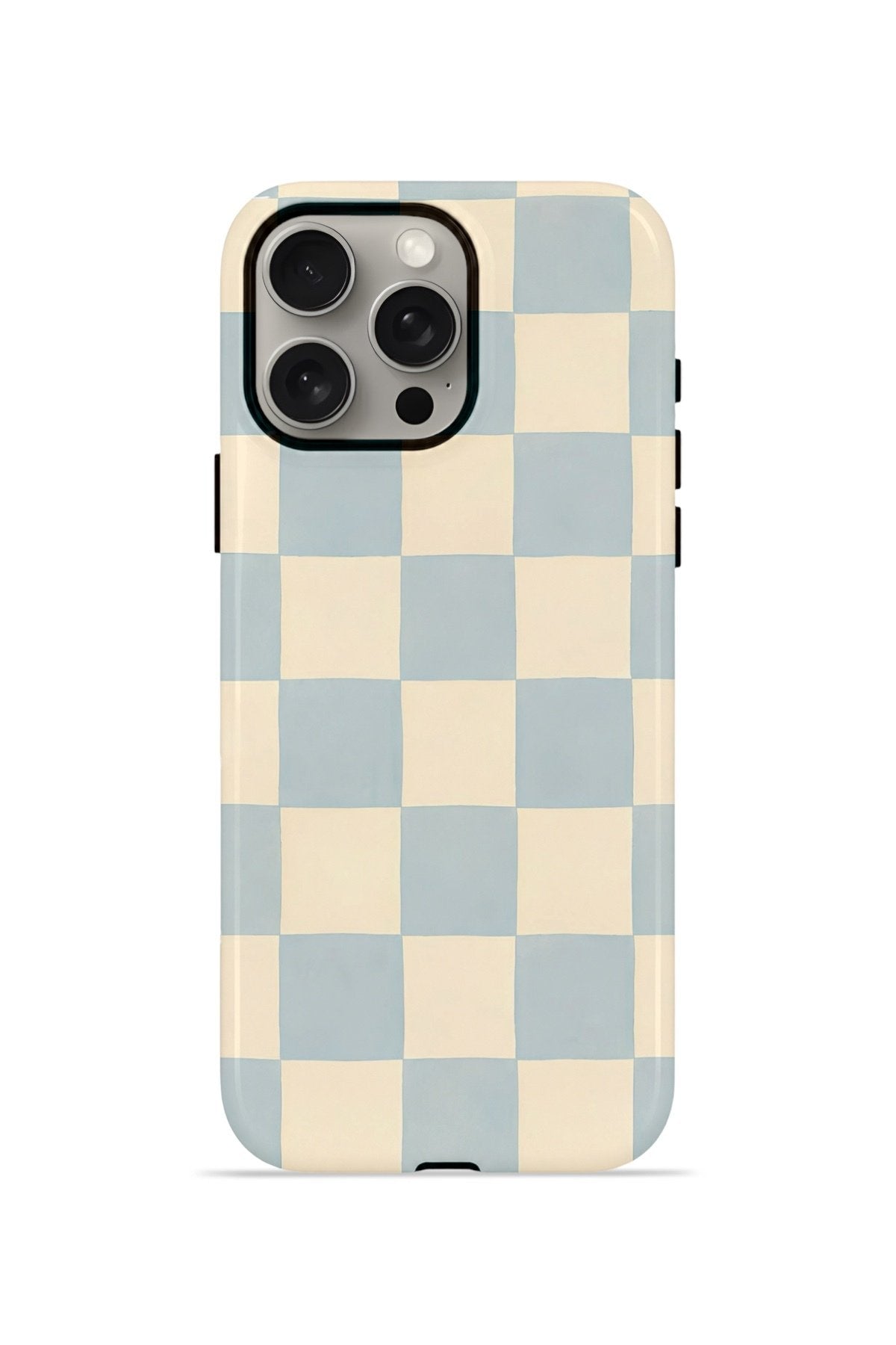 iPhone 15 Pro Vorian Çift Katmanlı Kılıf Powder Blue Checker