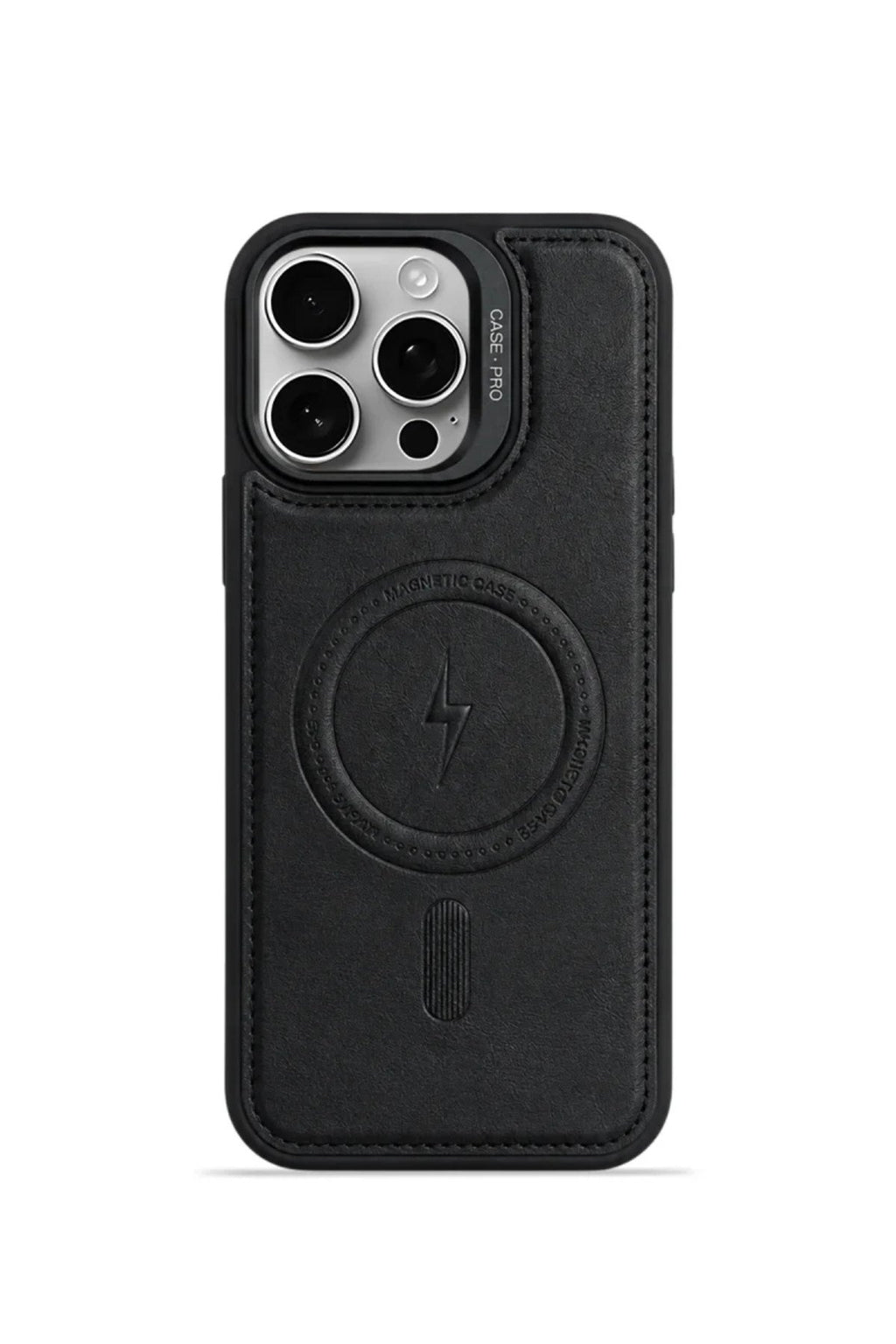 iPhone 11 GripStand MagSafe Deri Kılıf Siyah