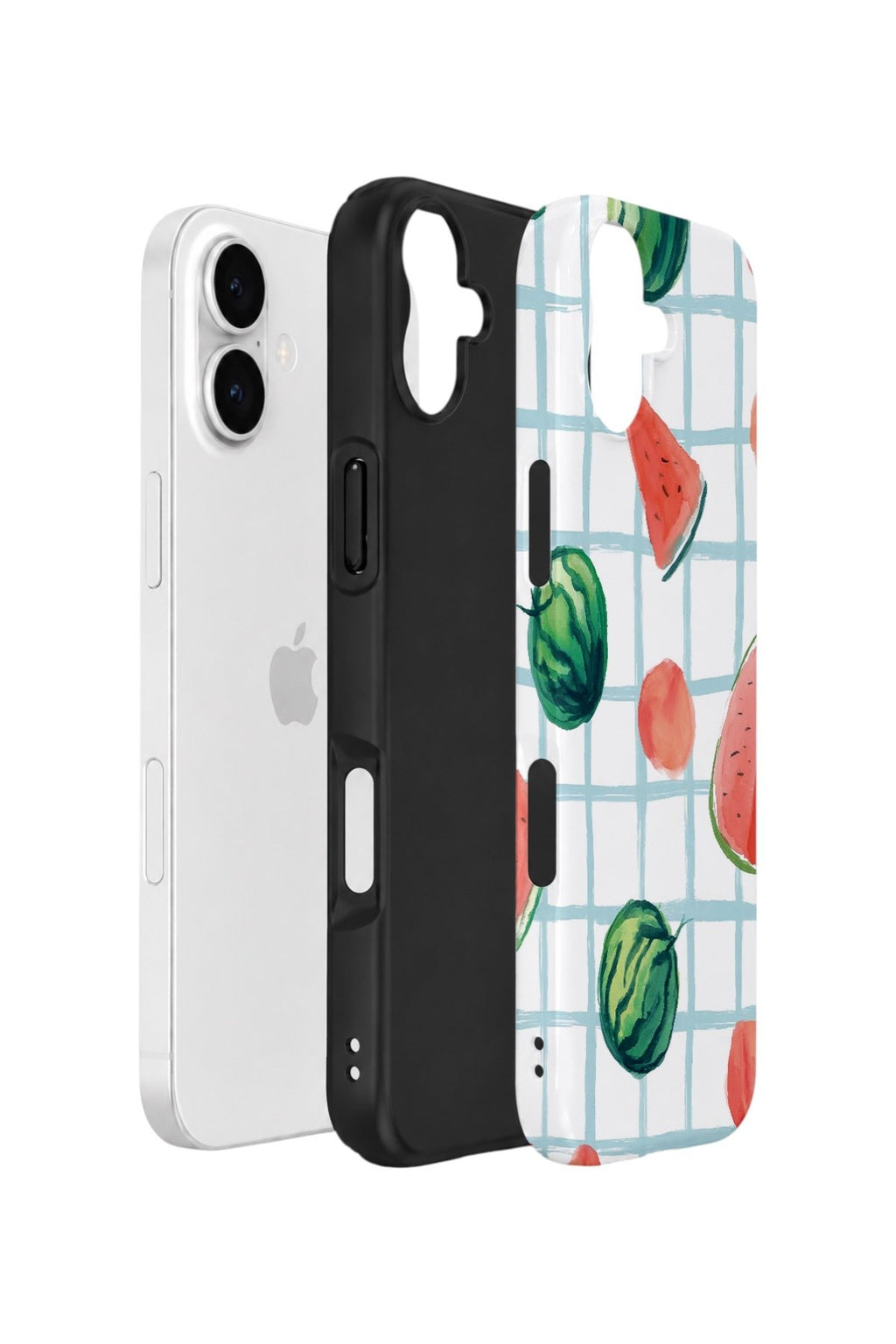 iPhone 16 Vorian Çift Katmanlı Kılıf Watermelon Grid