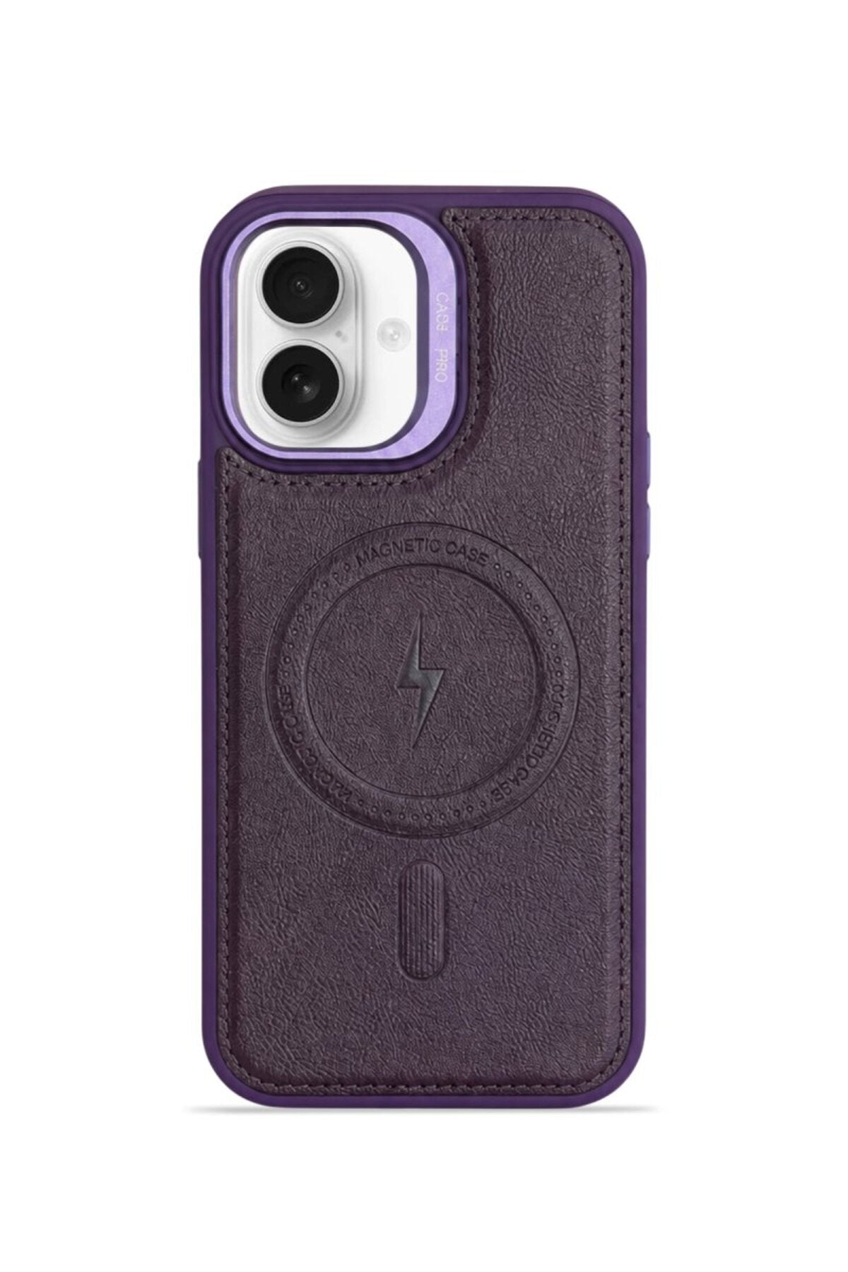 iPhone 17 GripStand MagSafe Deri Kılıf Mor