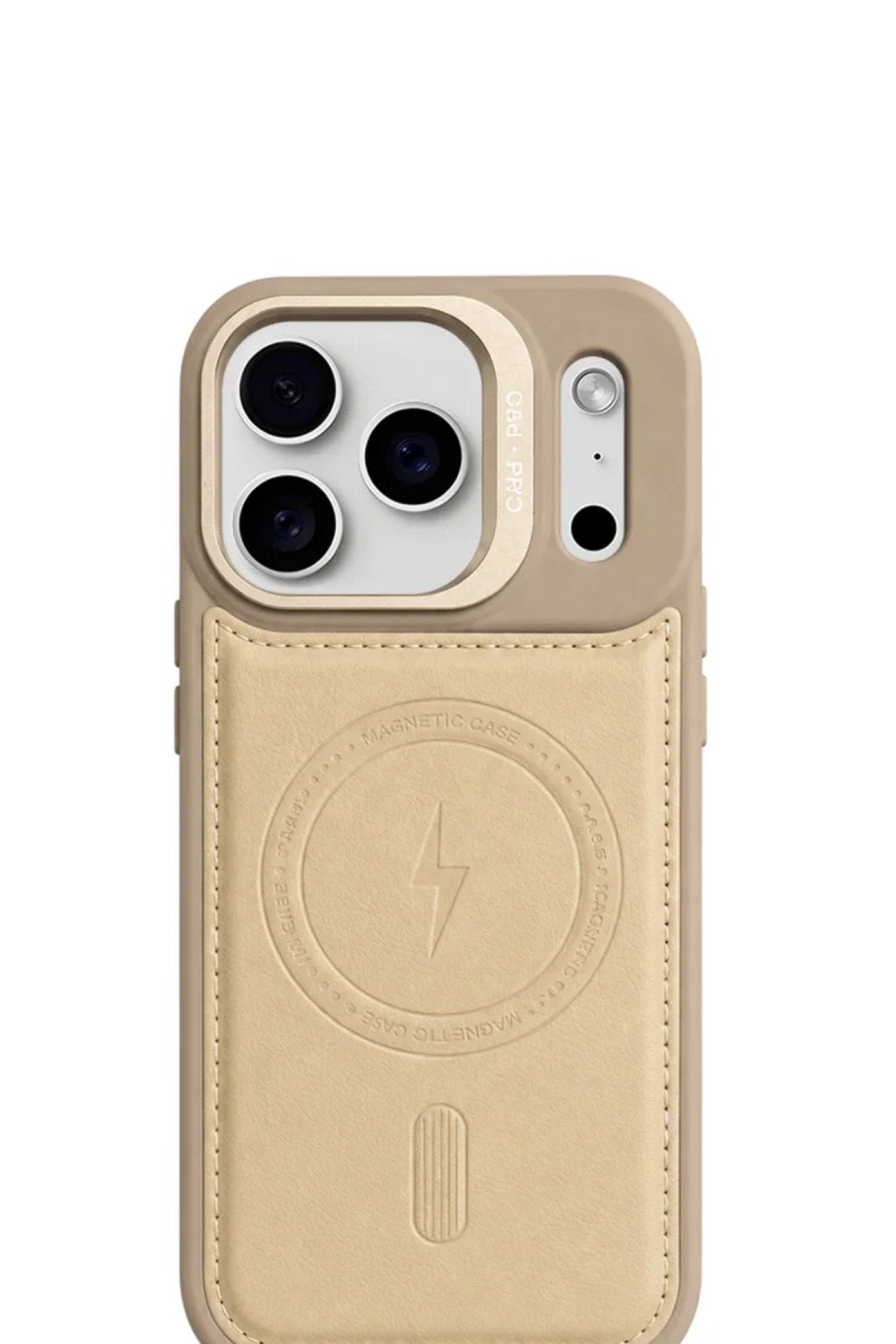 iPhone 17 Pro Max GripStand MagSafe Deri Kılıf Krem