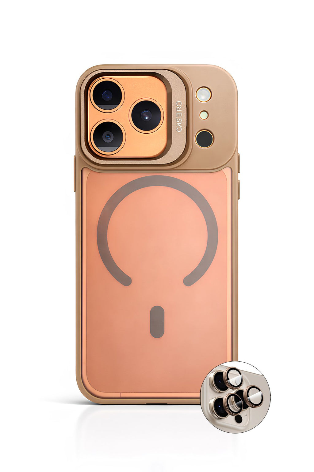 iPhone 17 Pro 6.3'' Cyrenn MagSafe Kılıf + Lens Koruyucu Kum Beji