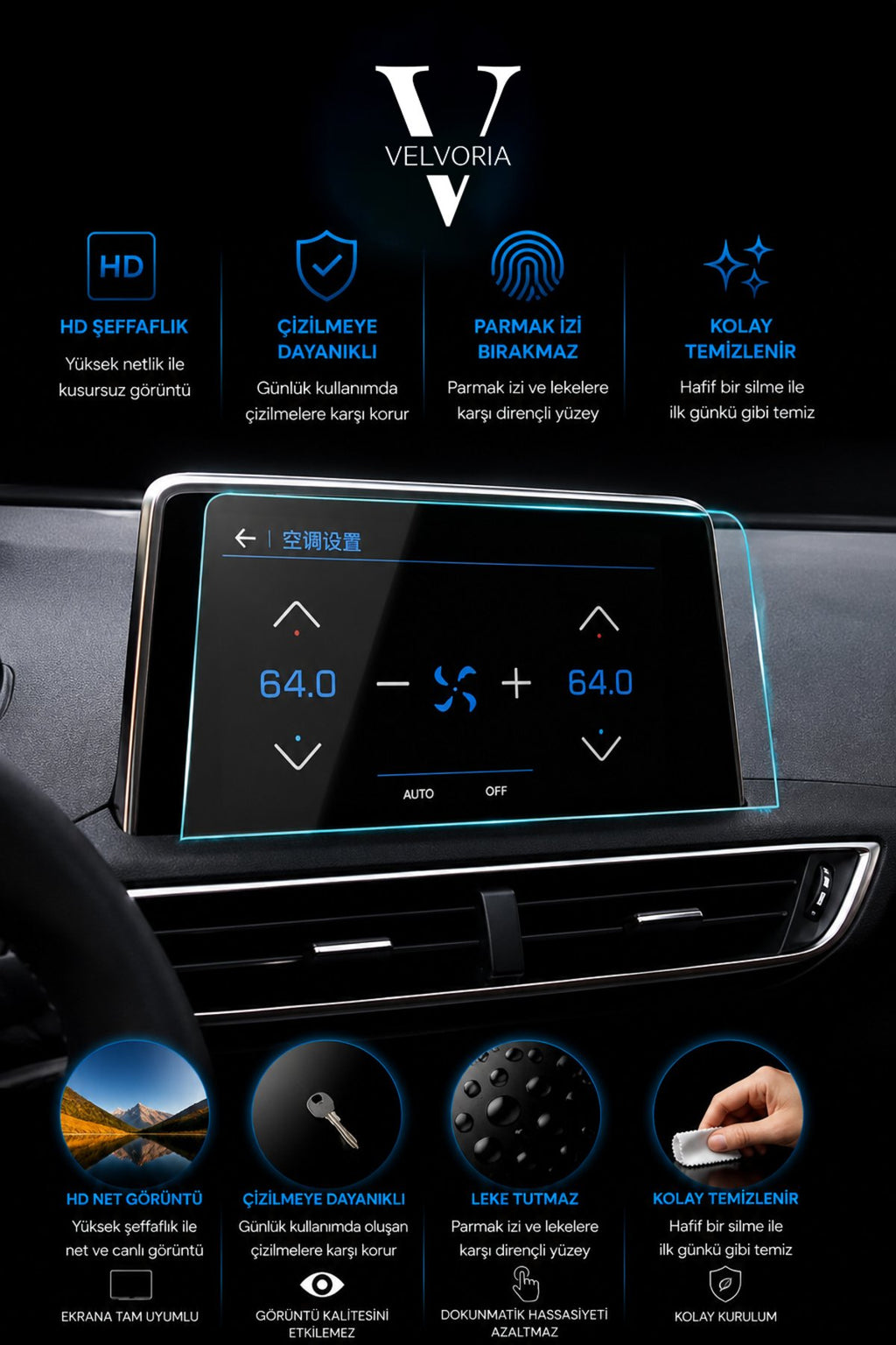Peugeot 3008 Allure 2024 Multimedya İle Esnek Nano Glass Ekran Koruyucu