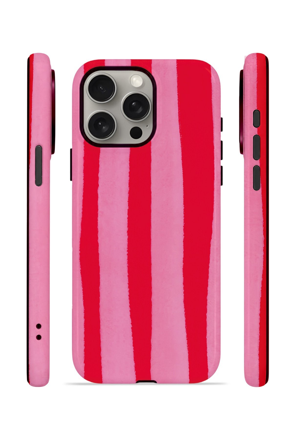 iPhone 15 Pro Max Vorian Çift Katmanlı Kılıf Raspberry Bold Stripe