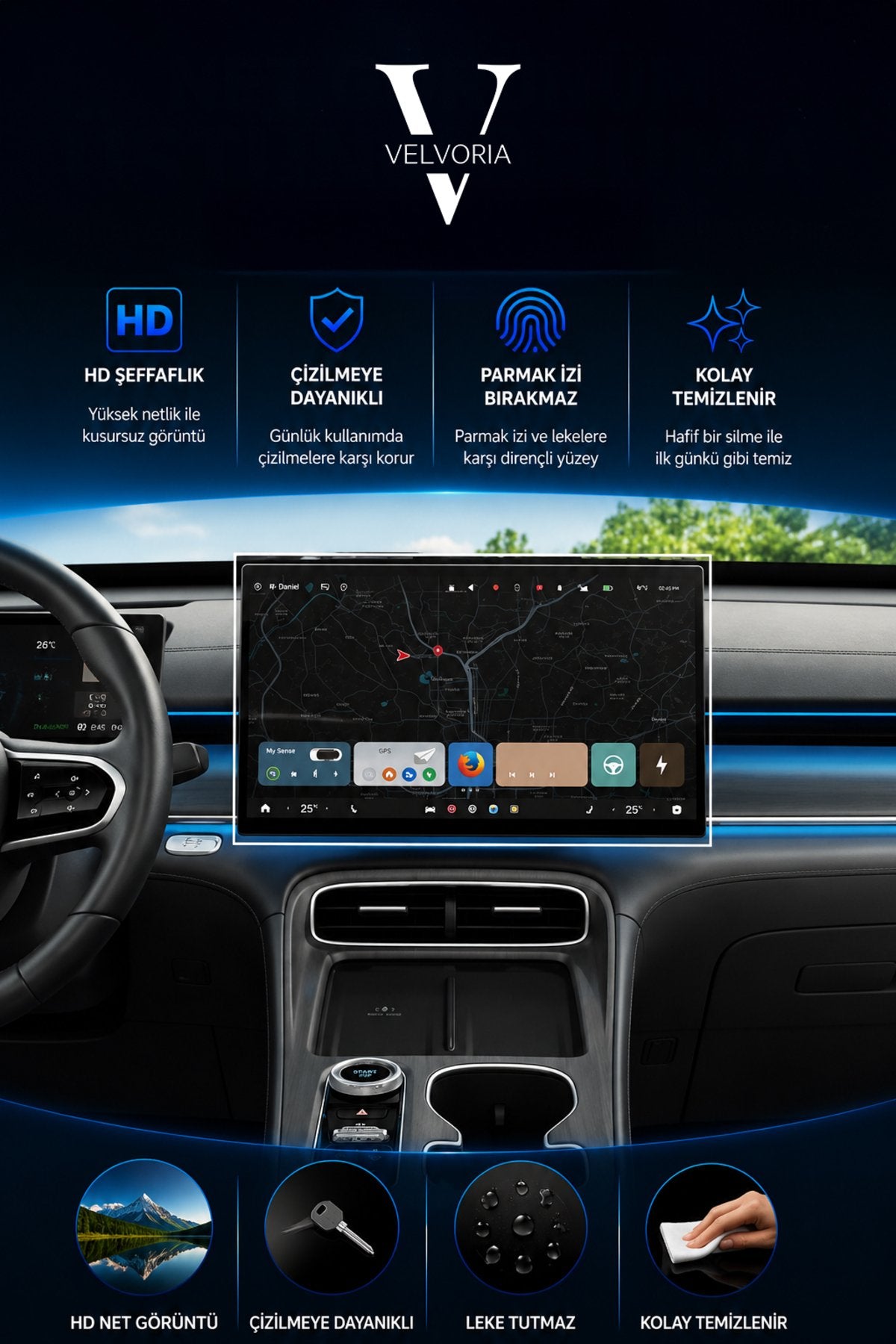 Chery Tiggo 8 Navigasyon Uyumlu 9H Nano Ekran Koruyucu 2025-2026