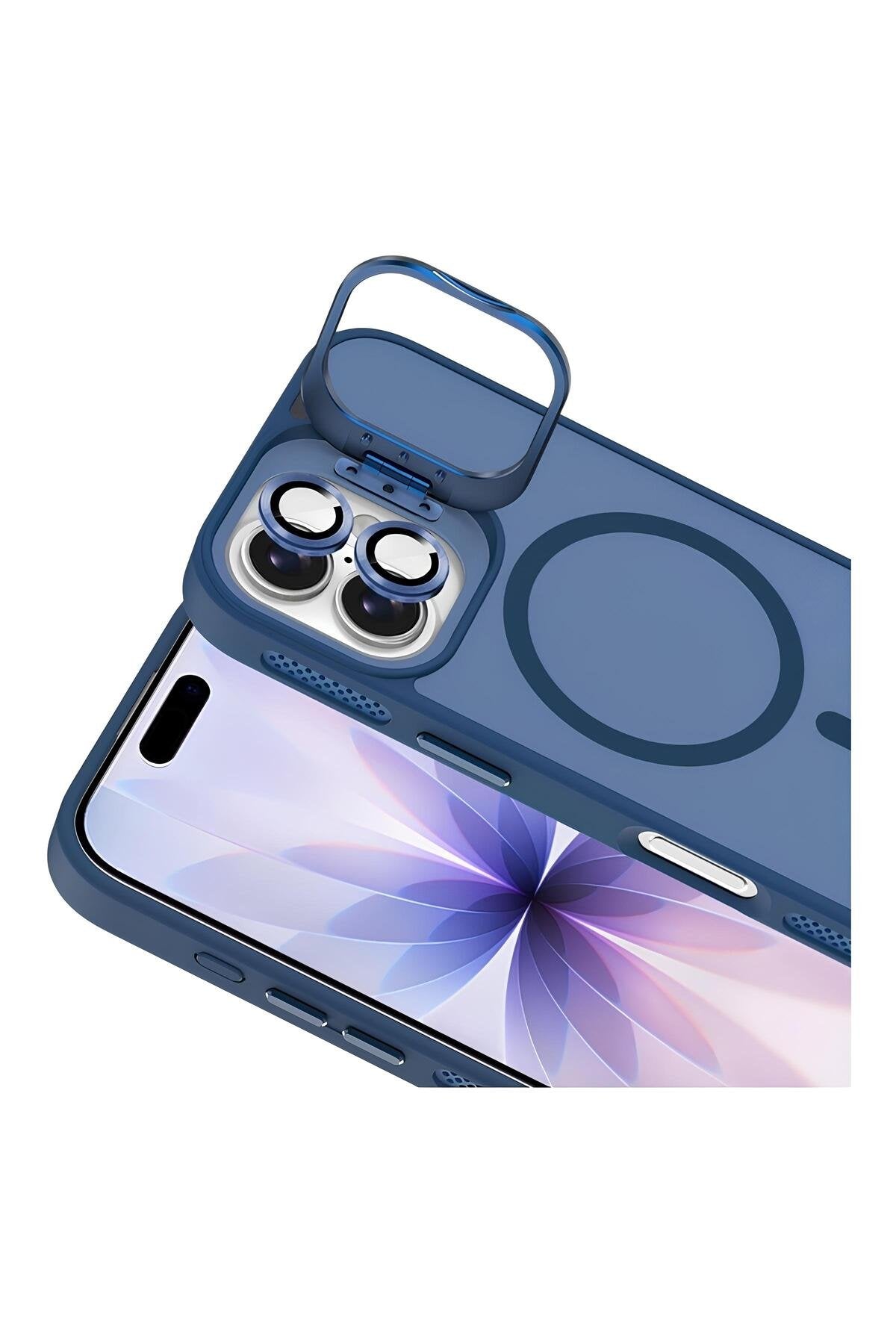 iPhone 16 Cyrenn MagSafe Kılıf + Lens Koruyucu Gece Mavisi