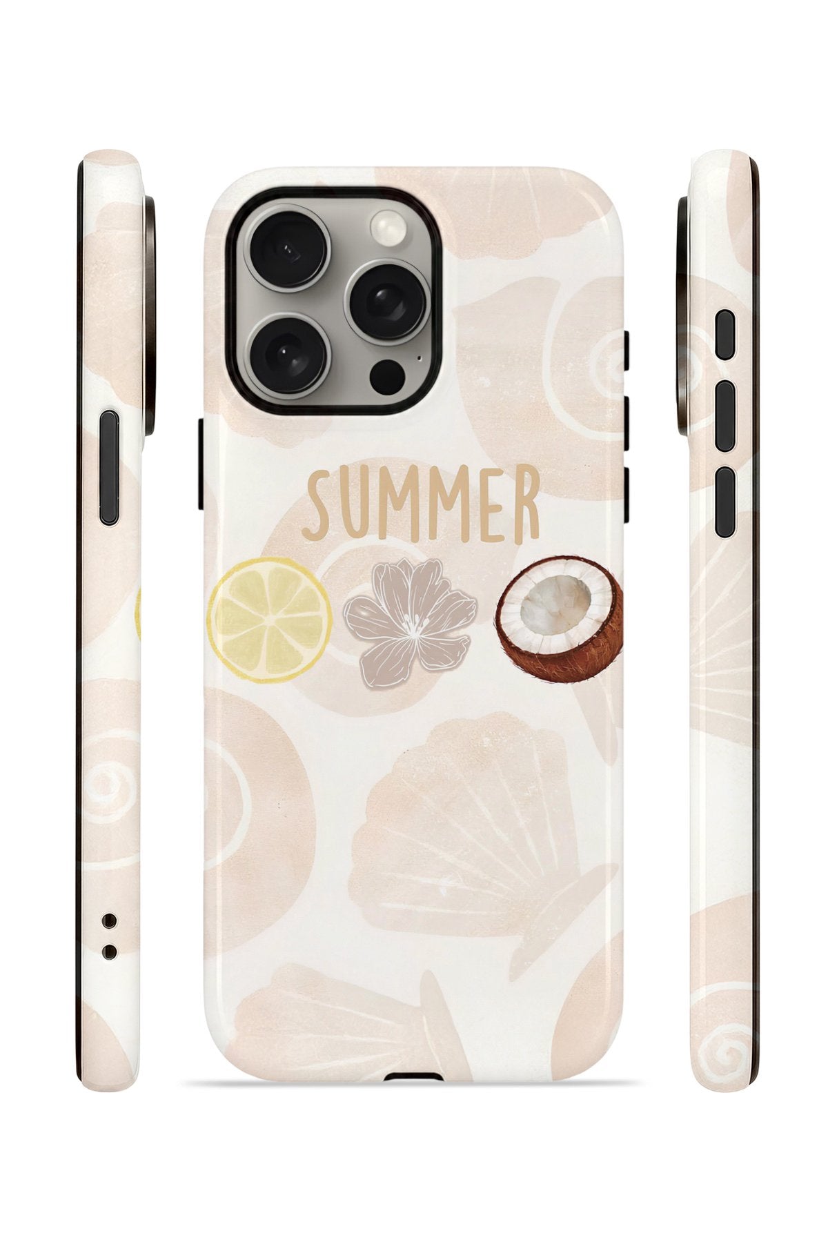 iPhone 15 Pro Vorian Çift Katmanlı Kılıf Coconut Summer Notes
