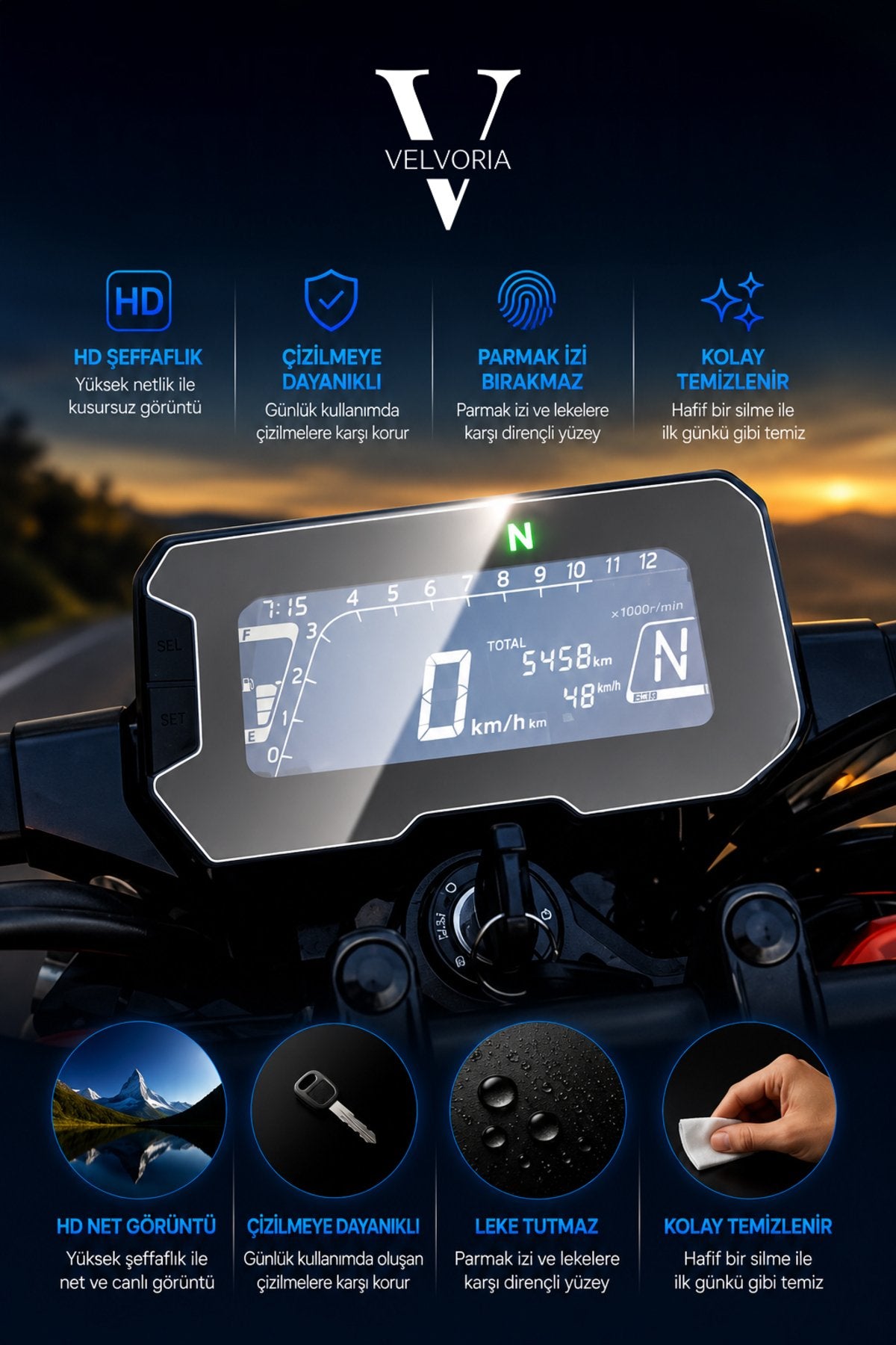 Honda Cb 250r Dijital Gösterge 9h Kırılmaz Nano Glass Ekran Koruyucu 2018 2023