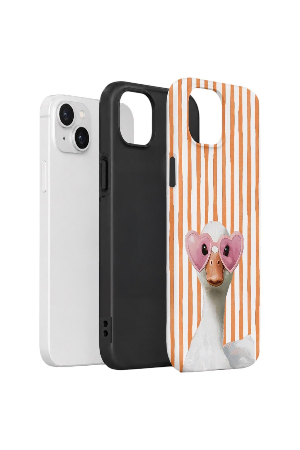 iPhone 15 Plus Vorian Çift Katmanlı Kılıf Heart Glasses Goose