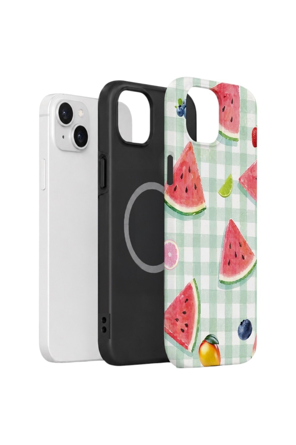 iPhone 13 Vorian Çift Katmanlı MagSafe Kılıf Watermelon Picnic Gingham