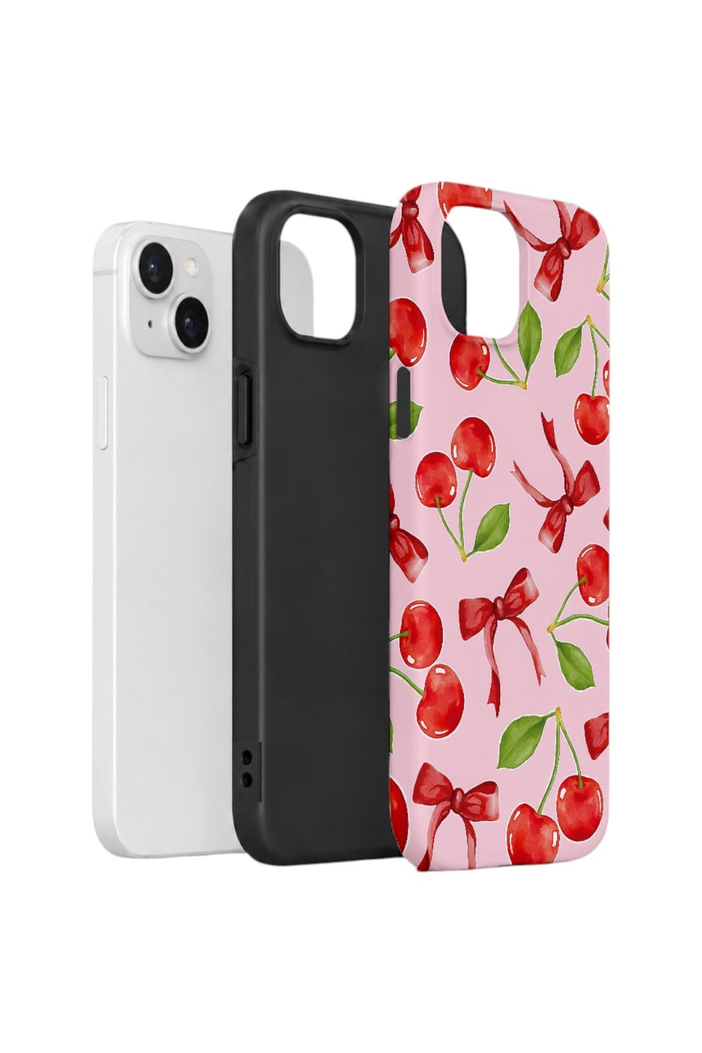 iPhone 15 Vorian Çift Katmanlı Kılıf Cherry Ribbon Garden