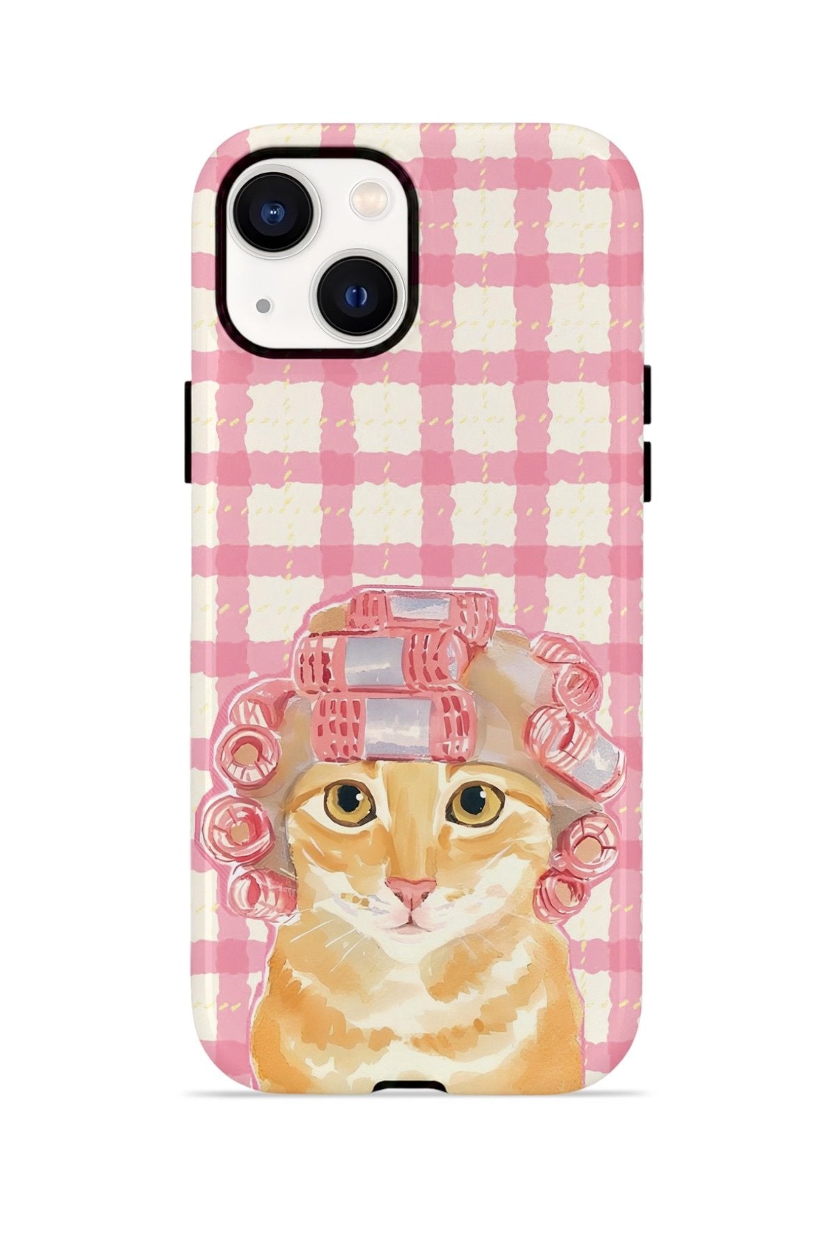 iPhone 15 Vorian Çift Katmanlı Kılıf Pink Picnic Cat