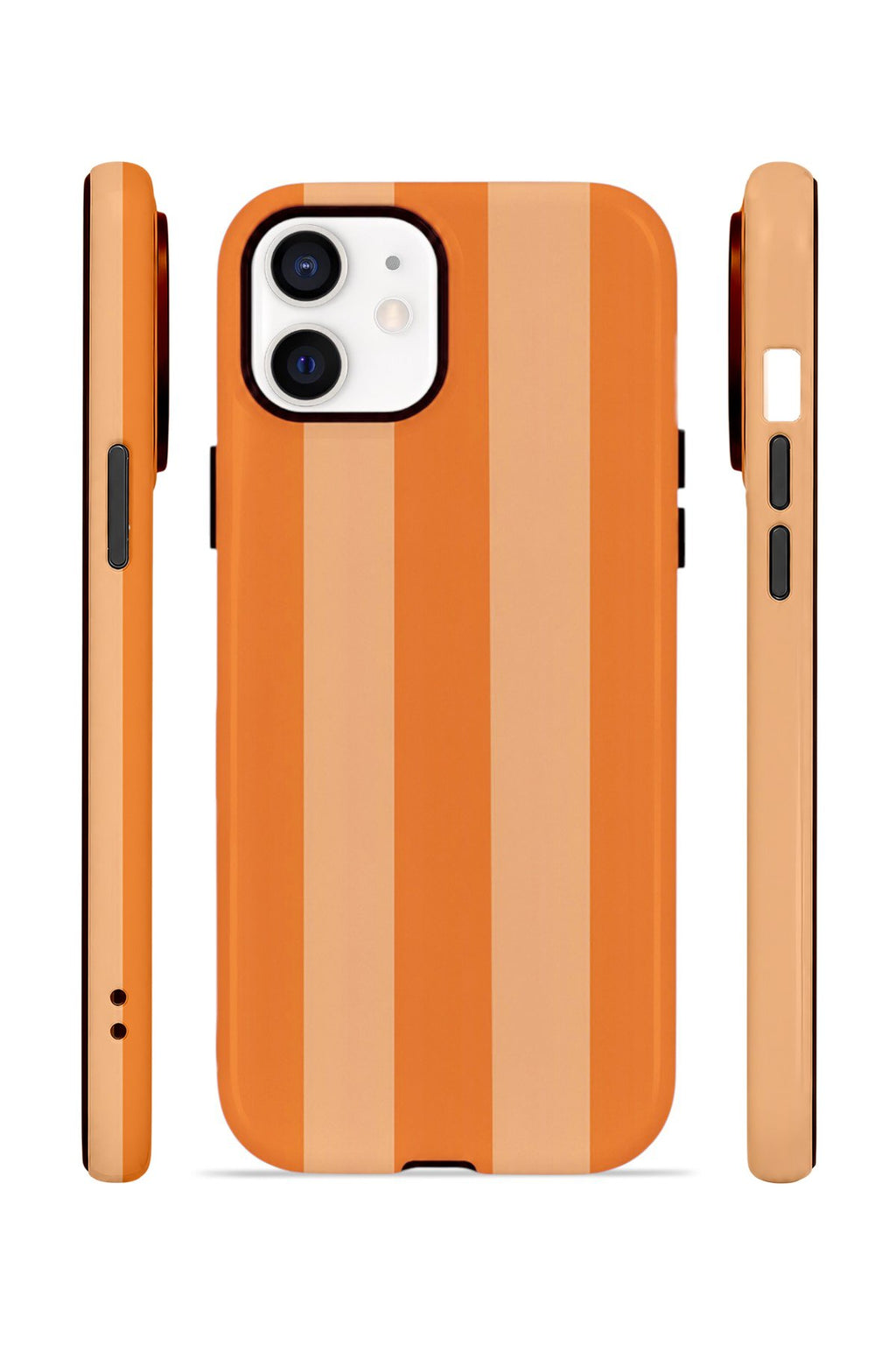 iPhone 12 Vorian Çift Katmanlı Kılıf Orange Cream Stripe