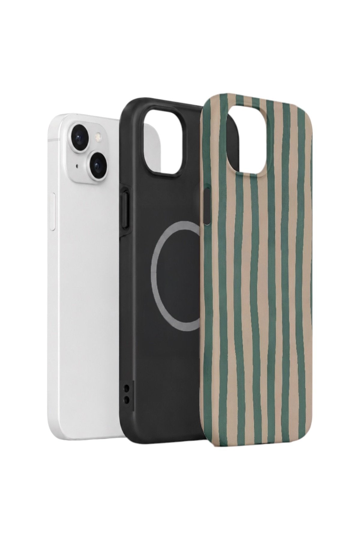 iPhone 14 Plus Vorian Çift Katmanlı MagSafe Kılıf Sage Riviera Stripe