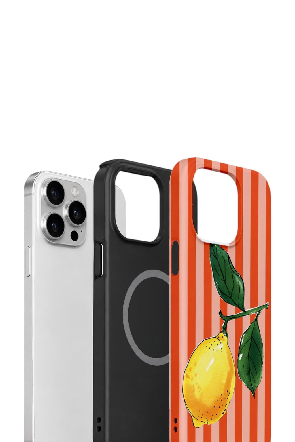 iPhone 12 Pro Max Vorian Çift Katmanlı MagSafe Kılıf Sicilian Lemon Red Stripe