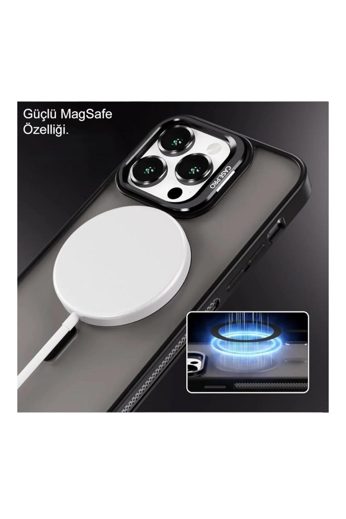 iPhone 14 Pro 6.1" Cyrenn MagSafe Kılıf + Lens Koruyucu Titanyum Grisi