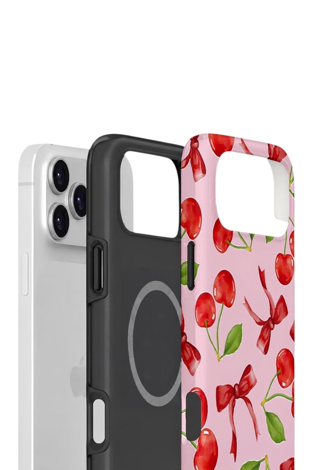 iPhone 17 Pro Max Vorian Çift Katmanlı MagSafe Kılıf Cherry Ribbon Garden
