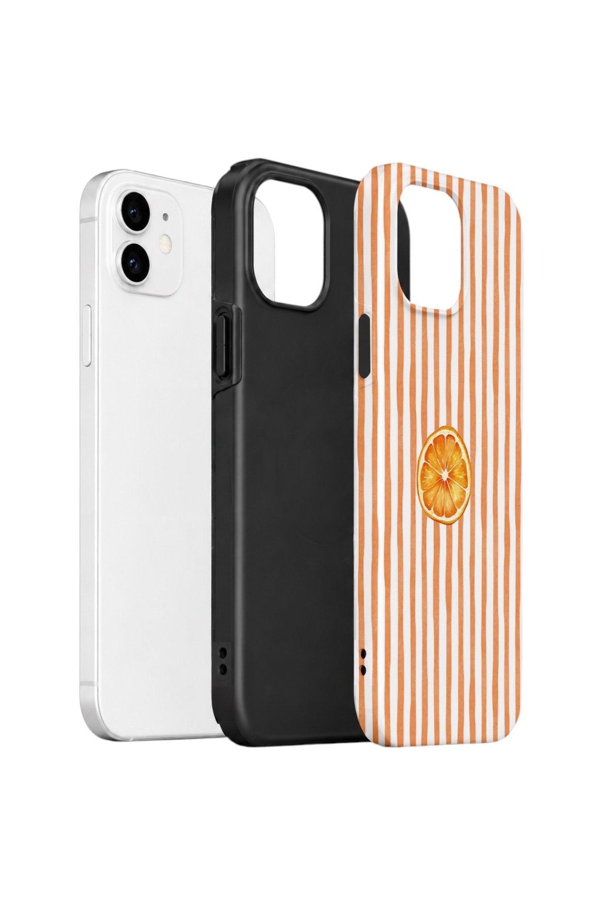 iPhone 12 Vorian Çift Katmanlı Kılıf Orange Slice Stripe