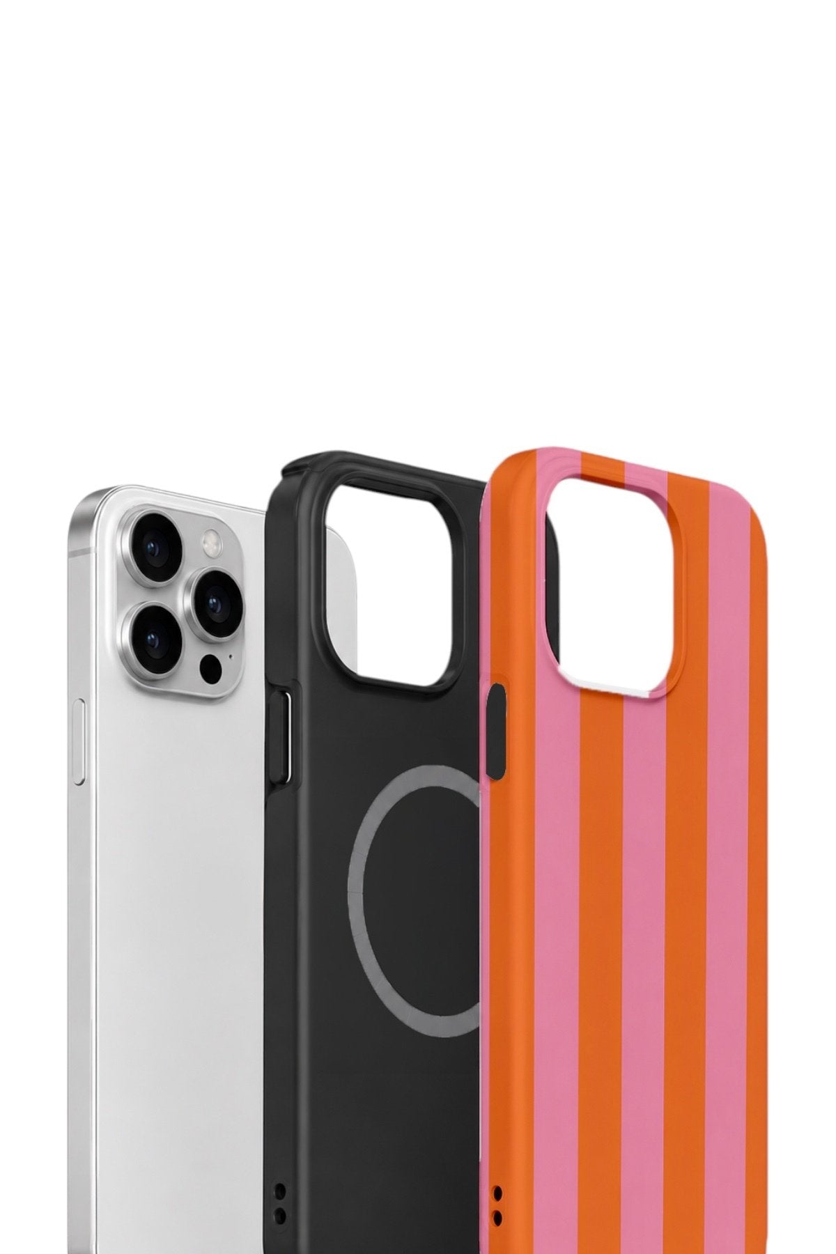 iPhone 15 Pro Vorian Çift Katmanlı MagSafe Kılıf Tangerine Rose Stripe