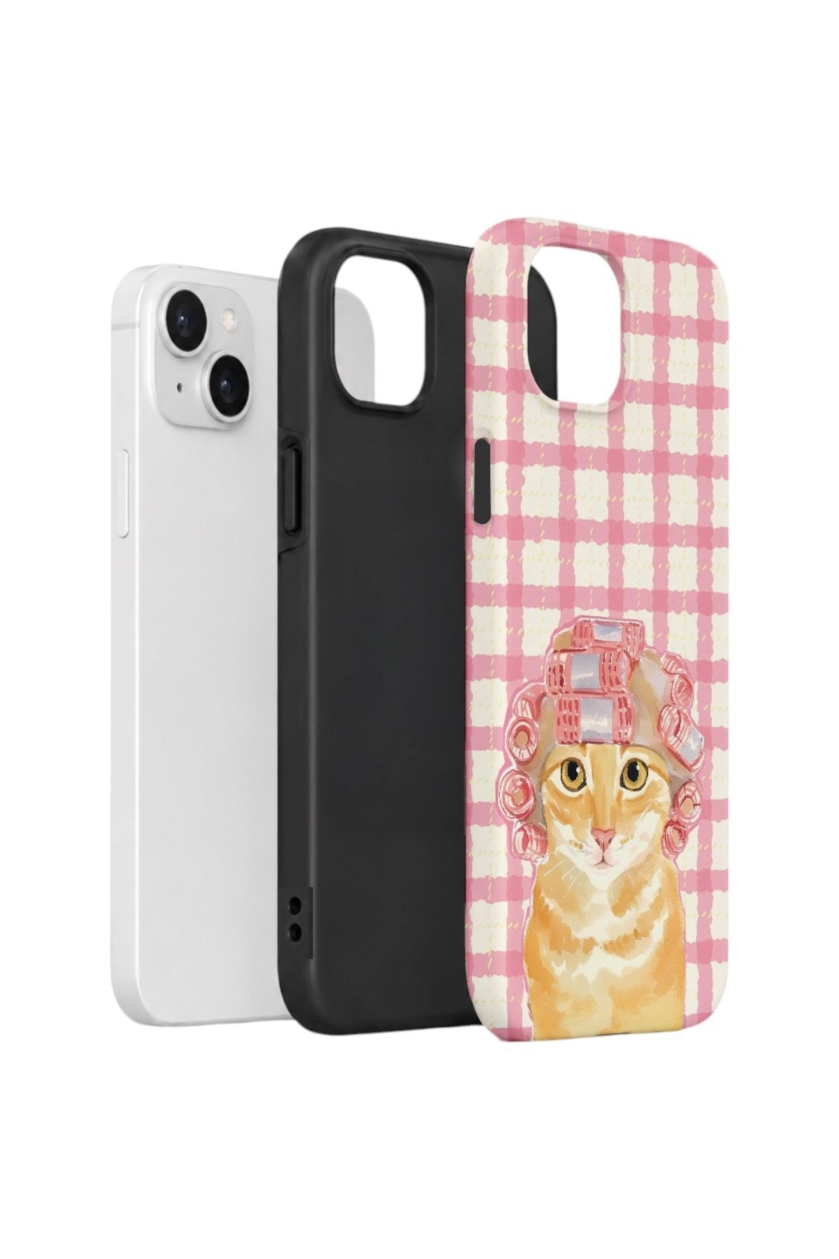 iPhone 13 Vorian Çift Katmanlı Kılıf Pink Picnic Cat