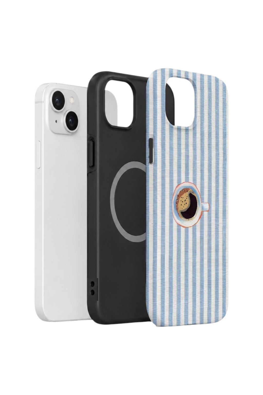iPhone 14 Plus Vorian Çift Katmanlı MagSafe Kılıf Morning Coffee Stripe