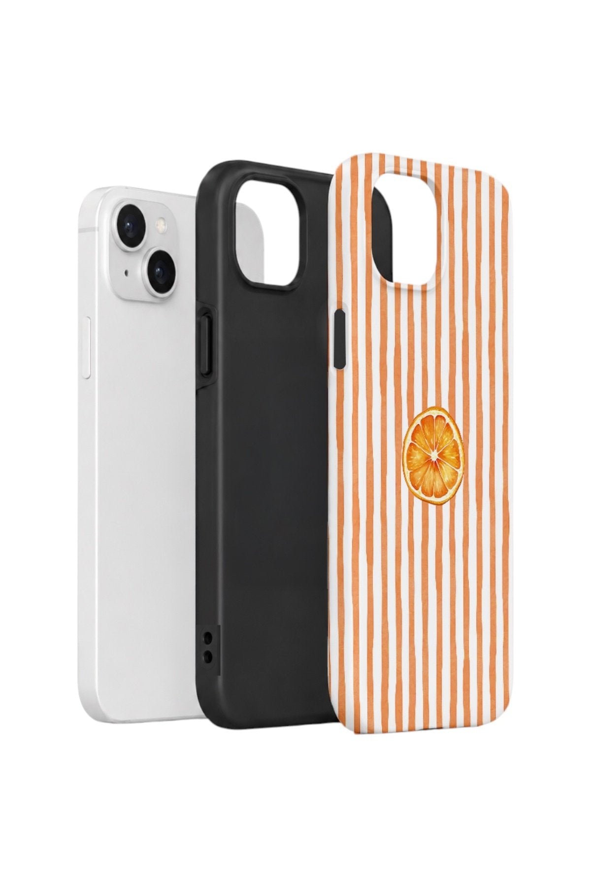 iPhone 14 Vorian Çift Katmanlı Kılıf Orange Slice Stripe