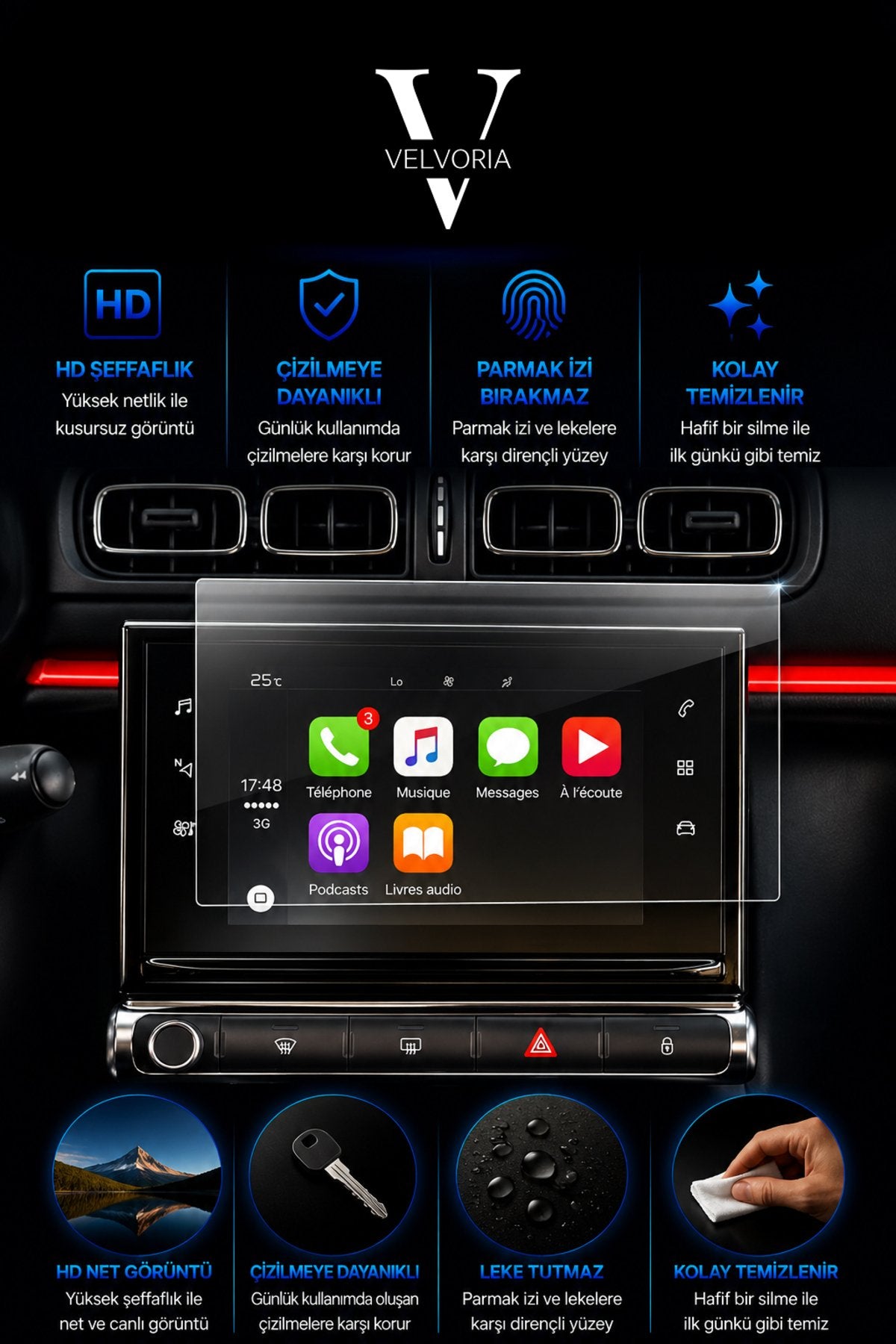 Citroen C3 Aircross Navigasyon Multimedia Esnek Nano Ekran Koruyucu