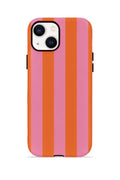 iPhone 14 Plus Vorian Çift Katmanlı Kılıf Tangerine Rose Stripe