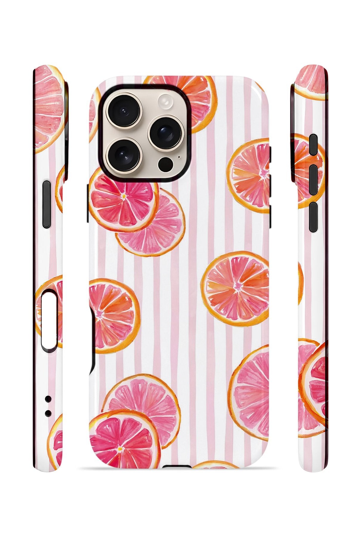 iPhone 16 Pro Vorian Çift Katmanlı MagSafe Kılıf Pink Grapefruit Garden