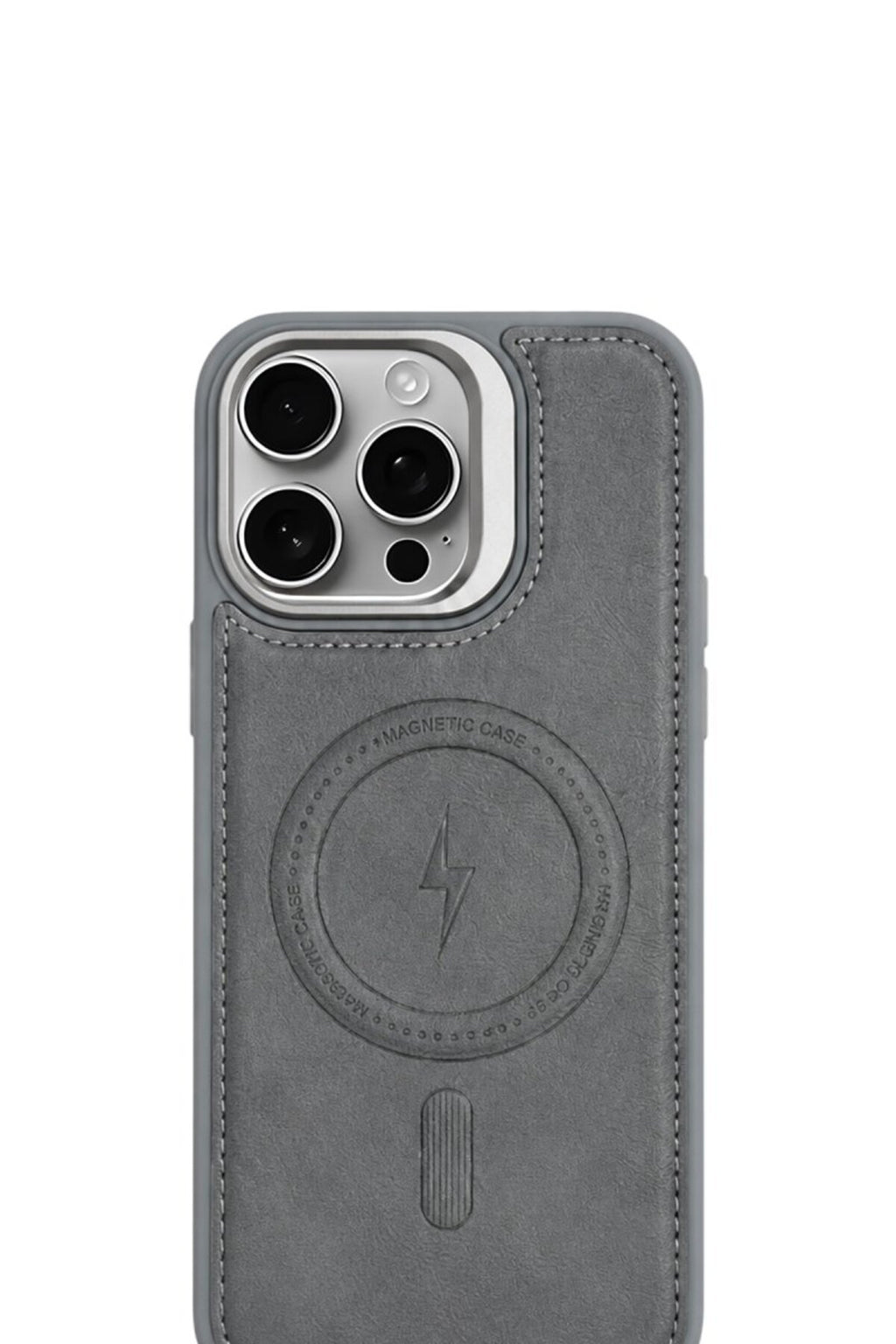iPhone 11 GripStand MagSafe Deri Kılıf Gri