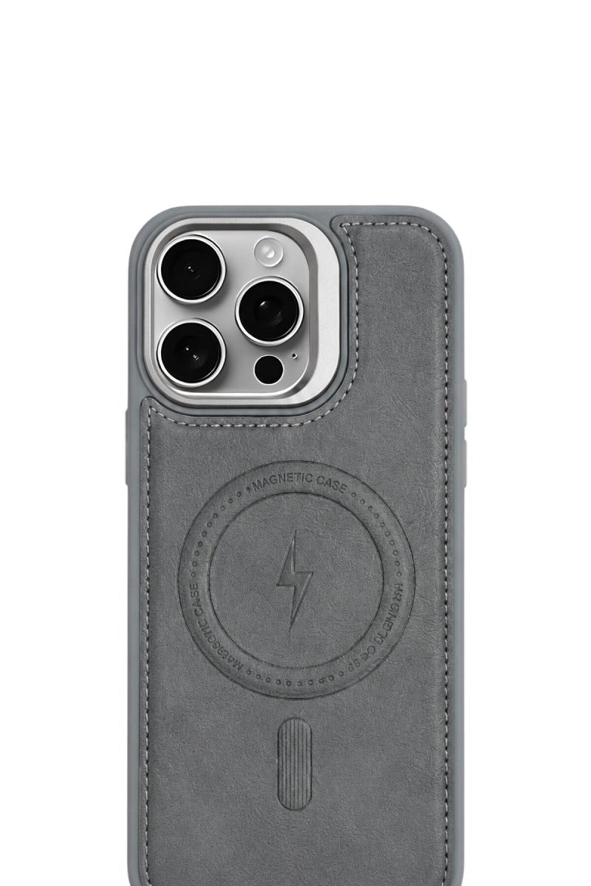 iPhone 11 GripStand MagSafe Deri Kılıf Gri